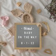 Gracie 10x10 Felt Letter Board with Wooden Frame, 389 PP Letters Including Numbers, Symbols and Icons, Canvas Carrying Case, Weathered Wood/Gray Felt