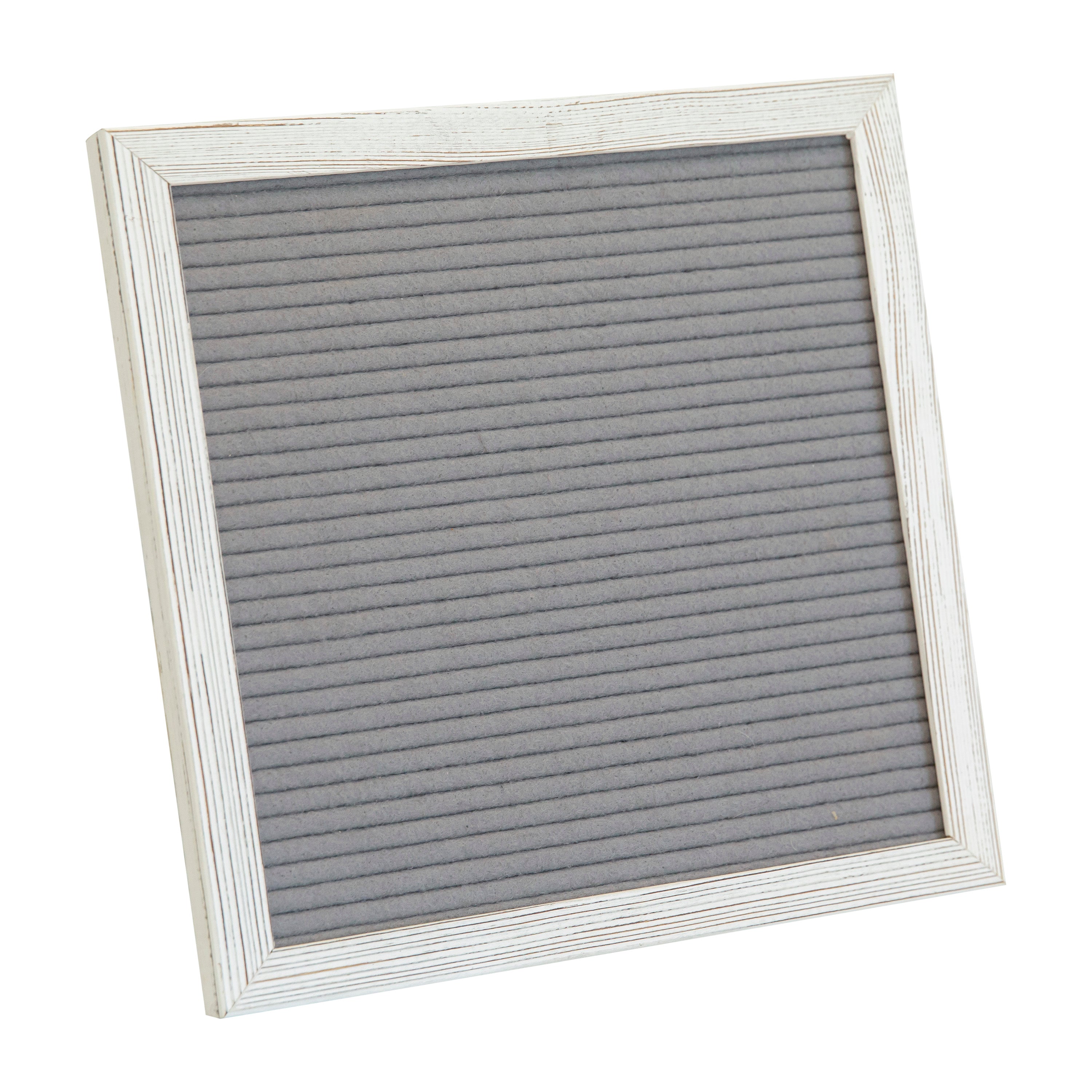 Gracie 10x10 Felt Letter Board with Wooden Frame, 389 PP Letters Including Numbers, Symbols and Icons, Canvas Carrying Case, White Wash/Gray Felt