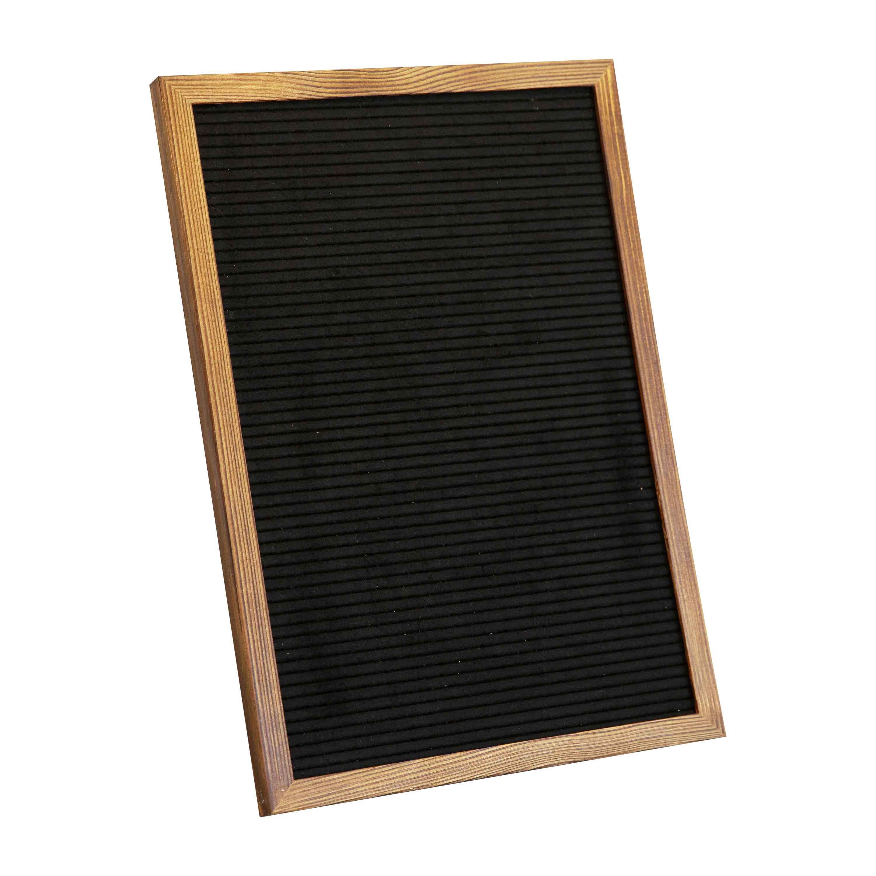 Gracie 12x17 Felt Letter Board with Wooden Frame, 389 PP Letters Including Numbers, Symbols and Icons, Canvas Carrying Case, Torched Wood/Black Felt