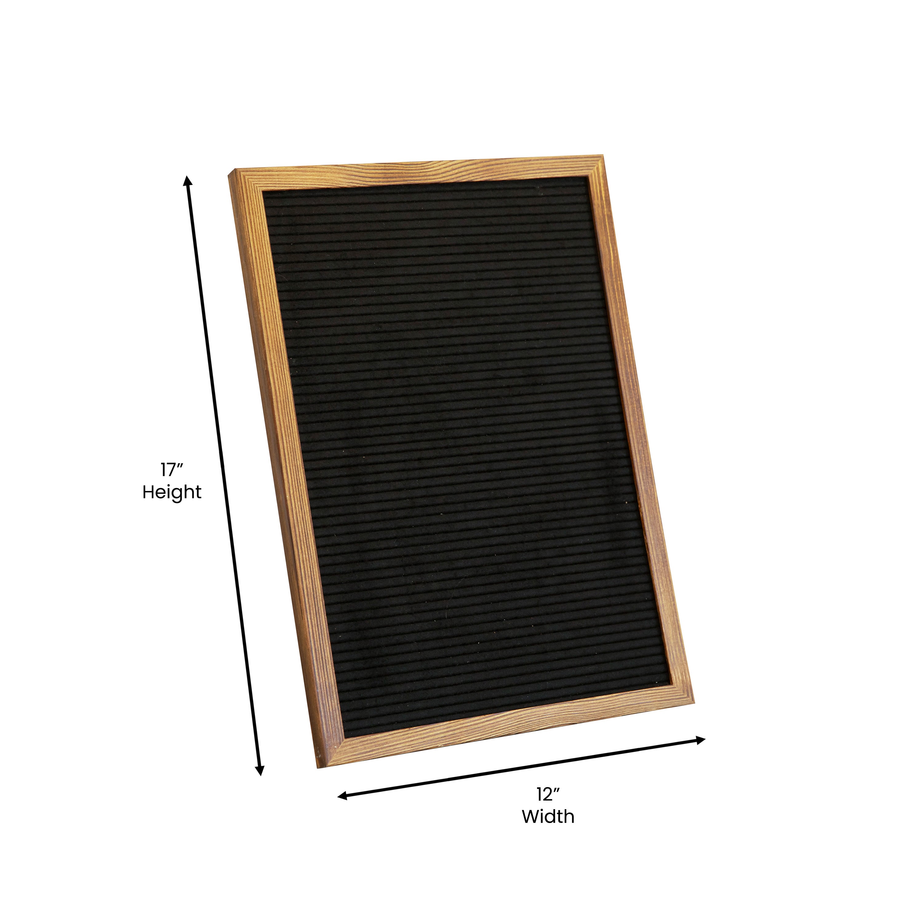 Gracie 12x17 Felt Letter Board with Wooden Frame, 389 PP Letters Including Numbers, Symbols and Icons, Canvas Carrying Case, Torched Wood/Black Felt