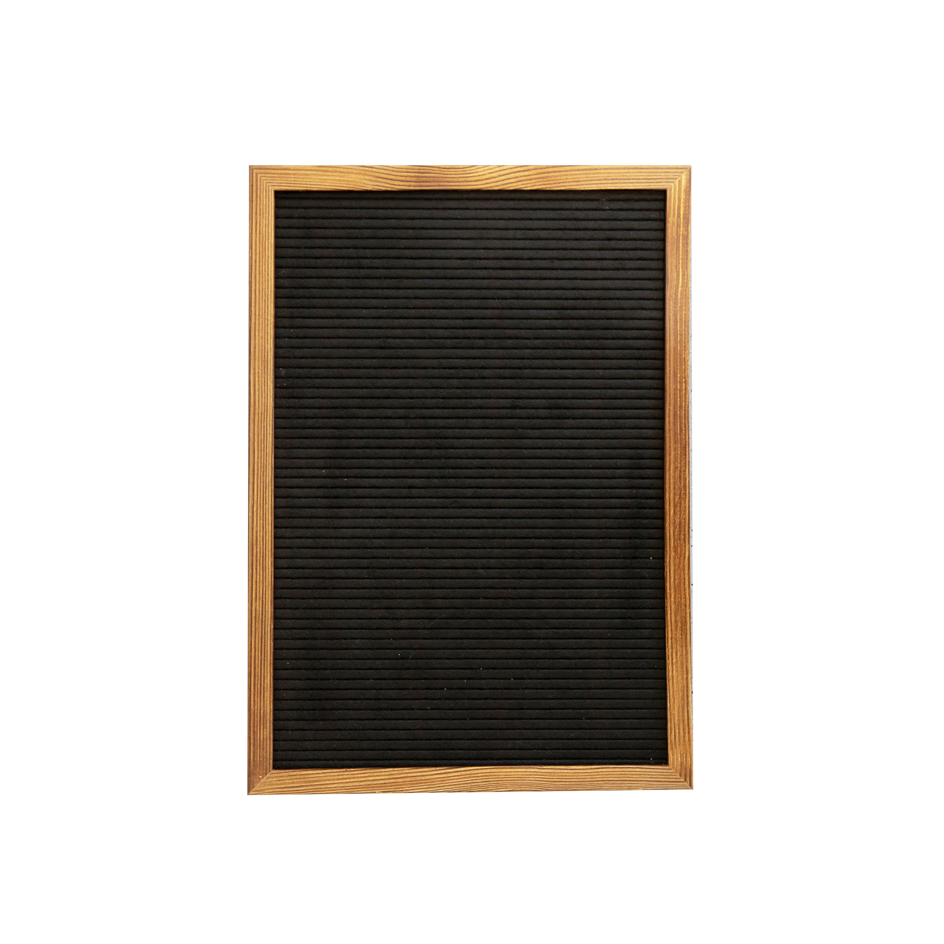 Gracie 12x17 Felt Letter Board with Wooden Frame, 389 PP Letters Including Numbers, Symbols and Icons, Canvas Carrying Case, Torched Wood/Black Felt