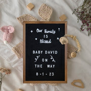 Gracie 12x17 Felt Letter Board with Wooden Frame, 389 PP Letters Including Numbers, Symbols and Icons, Canvas Carrying Case, Torched Wood/Black Felt