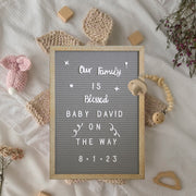 Gracie 12x17 Felt Letter Board with Wooden Frame, 389 PP Letters Including Numbers, Symbols and Icons, Canvas Carrying Case, Weathered Wood/Gray Felt