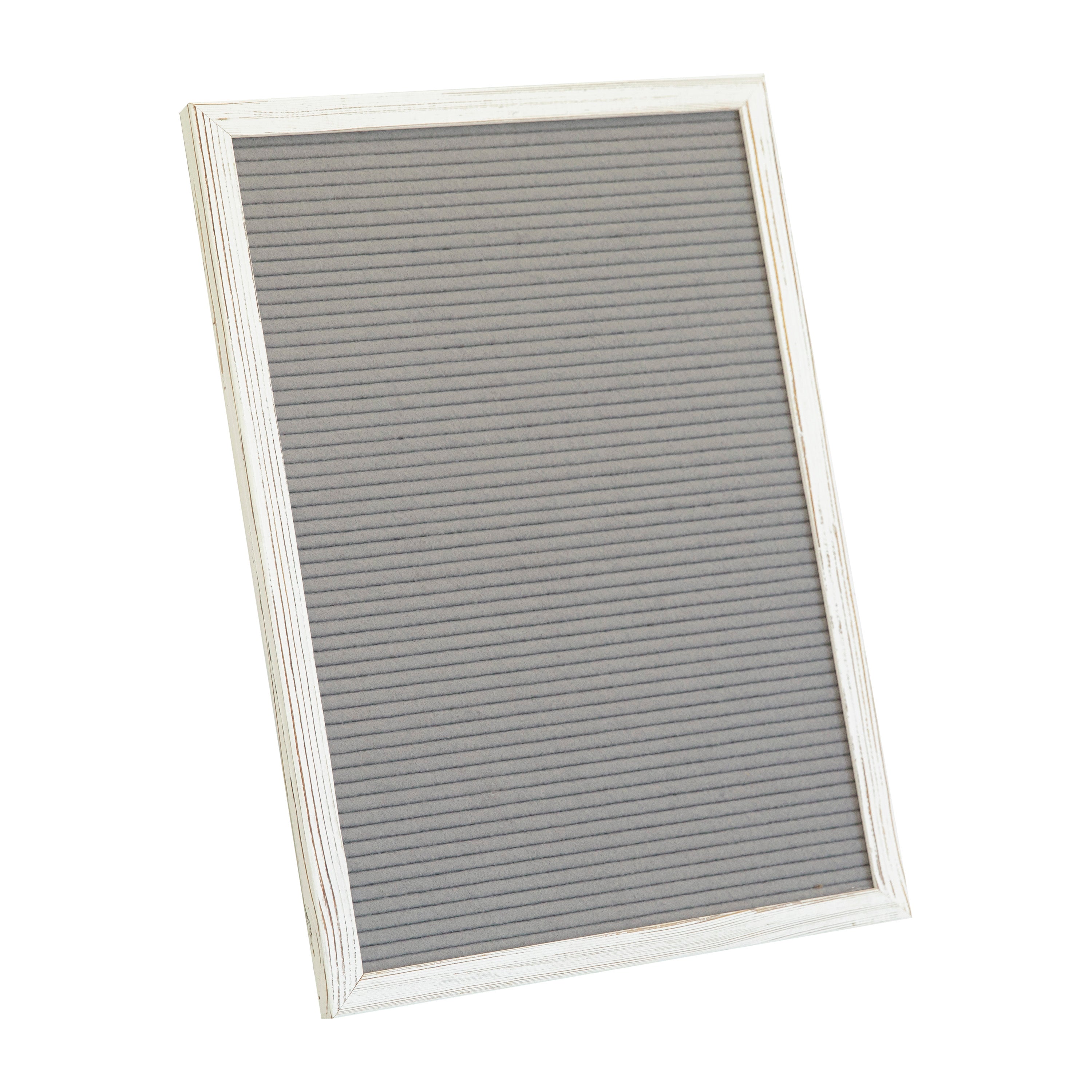 Gracie 12x17 Felt Letter Board with Wooden Frame, 389 PP Letters Including Numbers, Symbols and Icons, Canvas Carrying Case, White Wash/Gray Felt