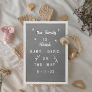 Gracie 12x17 Felt Letter Board with Wooden Frame, 389 PP Letters Including Numbers, Symbols and Icons, Canvas Carrying Case, White Wash/Gray Felt