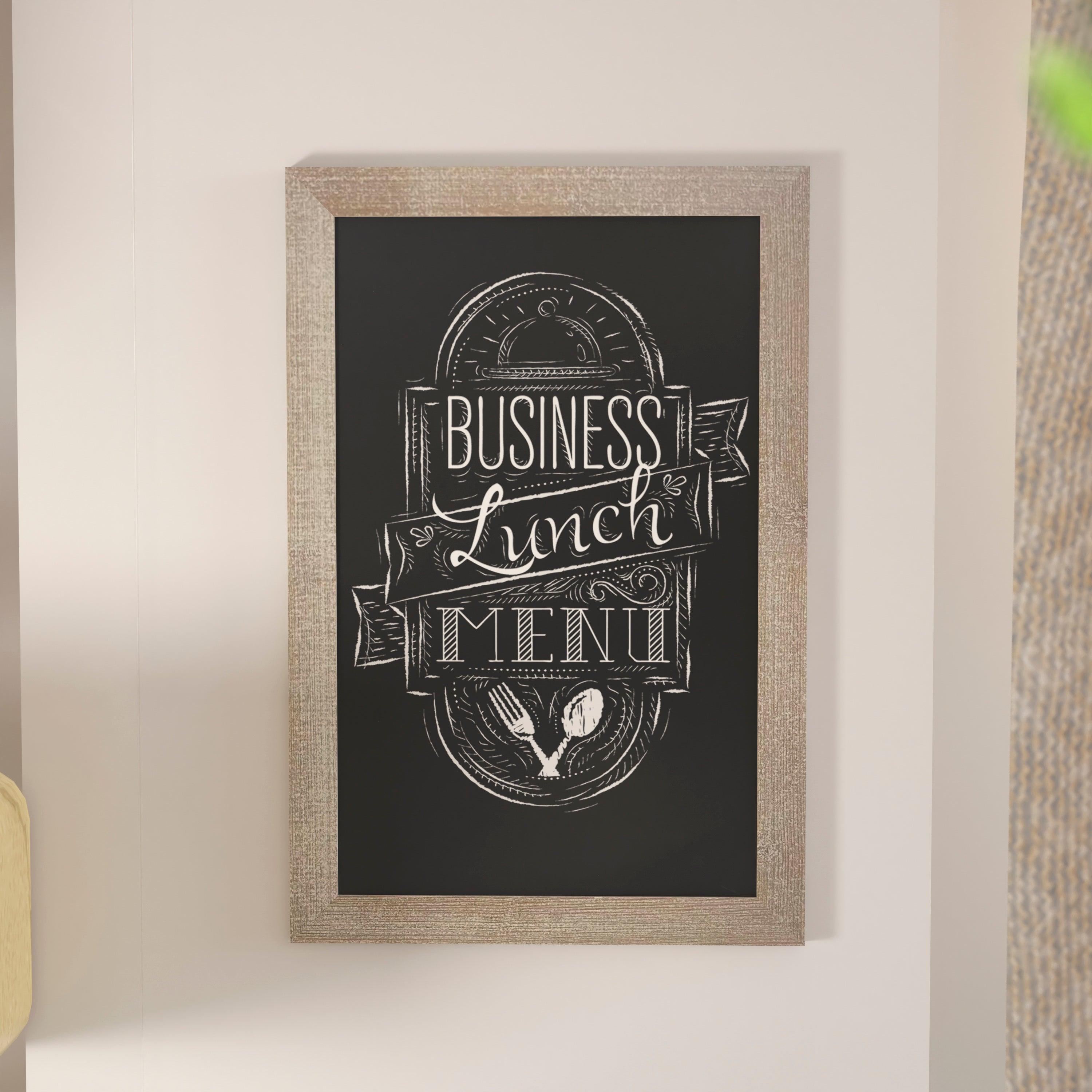 Canterbury 20" x 30" Weathered Wall Mount Magnetic Chalkboard Sign with Eraser, Hanging Wall Chalkboard Memo Board for Home, School, or Business