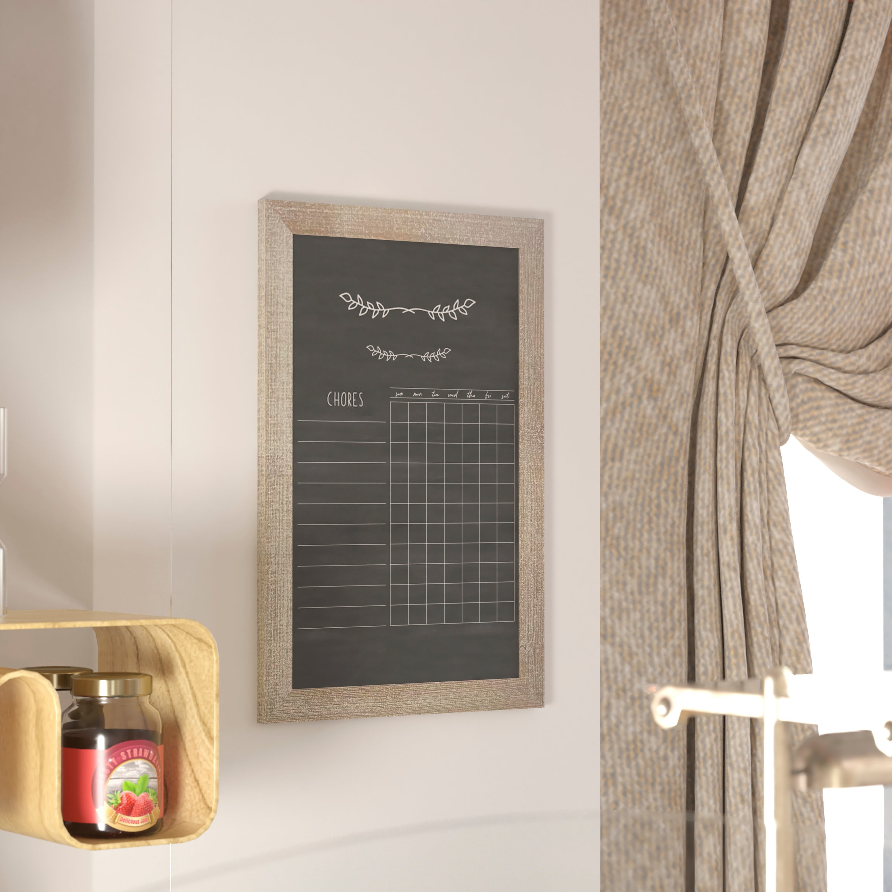 Canterbury 20" x 30" Weathered Wall Mount Magnetic Chalkboard Sign with Eraser, Hanging Wall Chalkboard Memo Board for Home, School, or Business