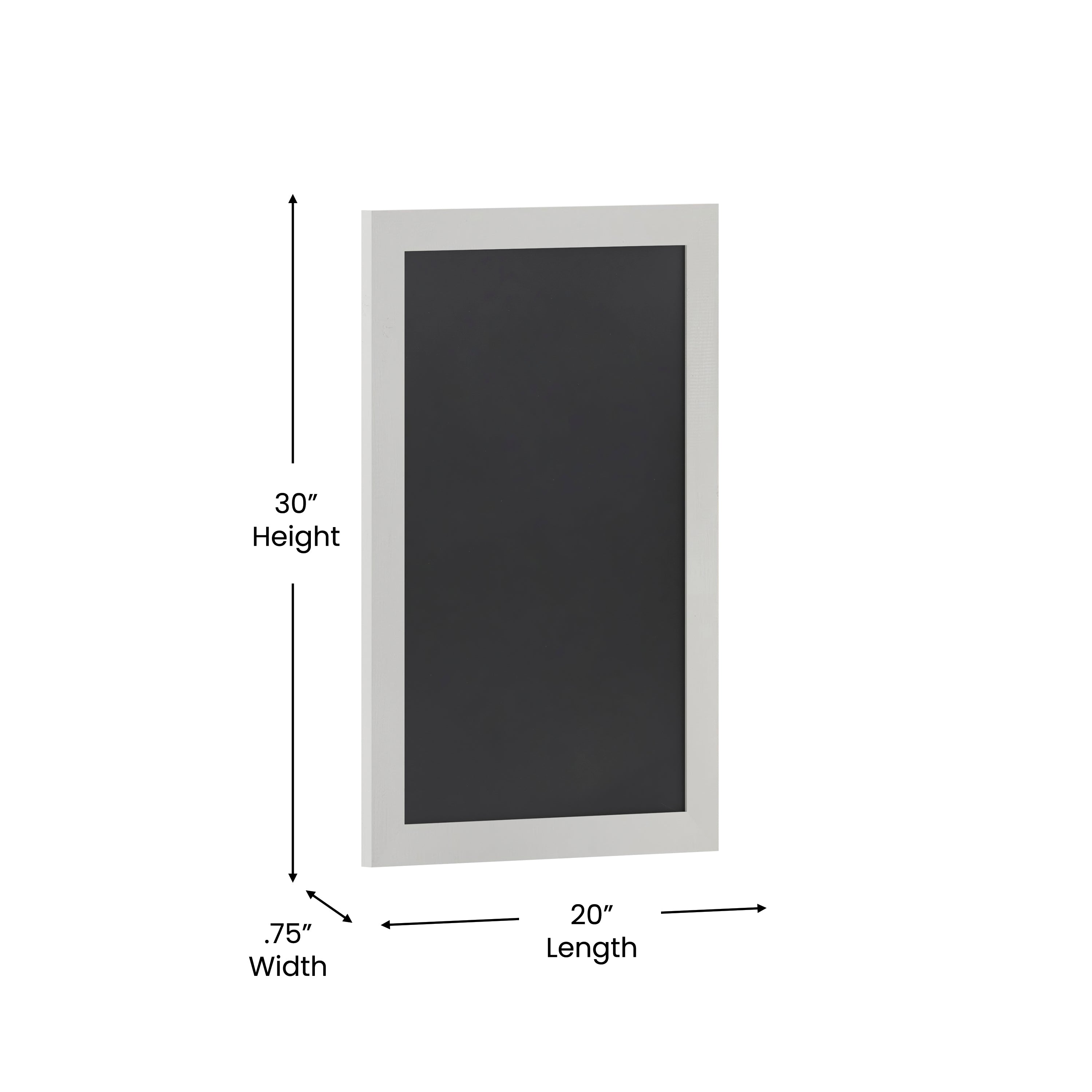 Canterbury 20" x 30" White Wall Mount Magnetic Chalkboard Sign with Eraser, Hanging Wall Chalkboard Memo Board for Home, School, or Business