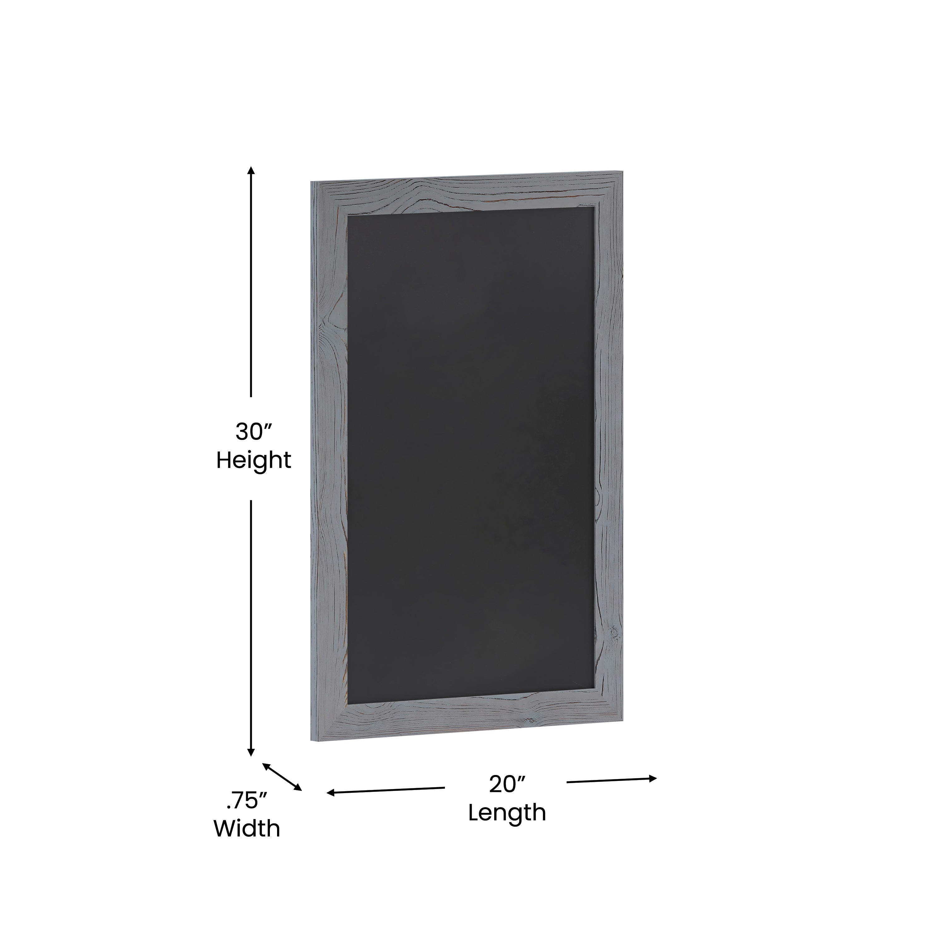 Canterbury 20" x 30" Rustic Gray Wall Mount Magnetic Chalkboard Sign with Eraser, Hanging Wall Chalkboard Memo Board for Home, School, or Business