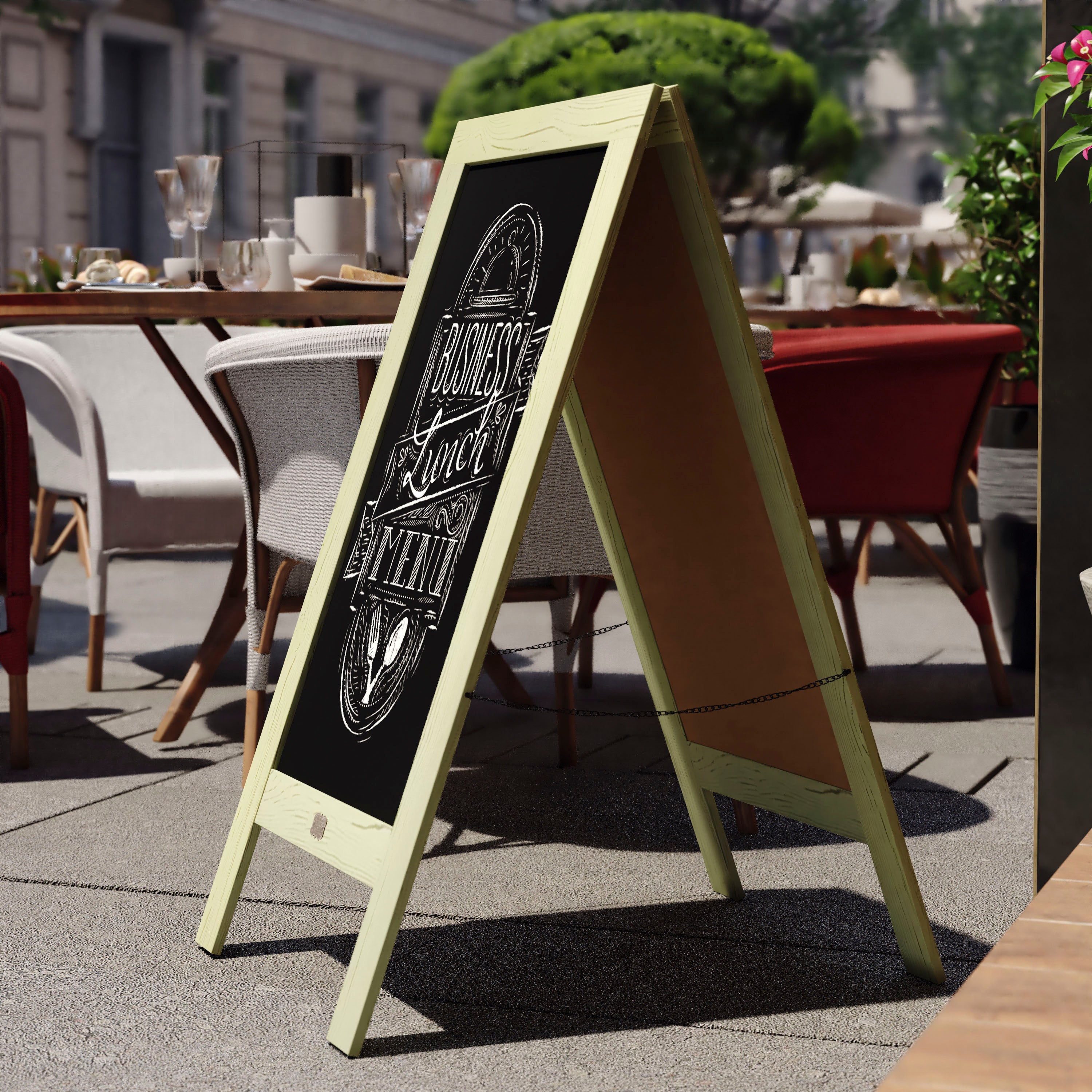 Canterbury 40" x 20" Vintage Wooden A-Frame Magnetic Indoor/Outdoor Chalkboard Sign, Freestanding Double Sided Extra Large Message Board, Green