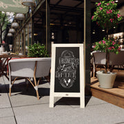 Canterbury 40" x 20" Weathered Wooden Indoor/Outdoor A-Frame Magnetic Chalkboard Sign Set with 8 Chalk Markers, 10 Stencils, and 2 Magnets, and Eraser