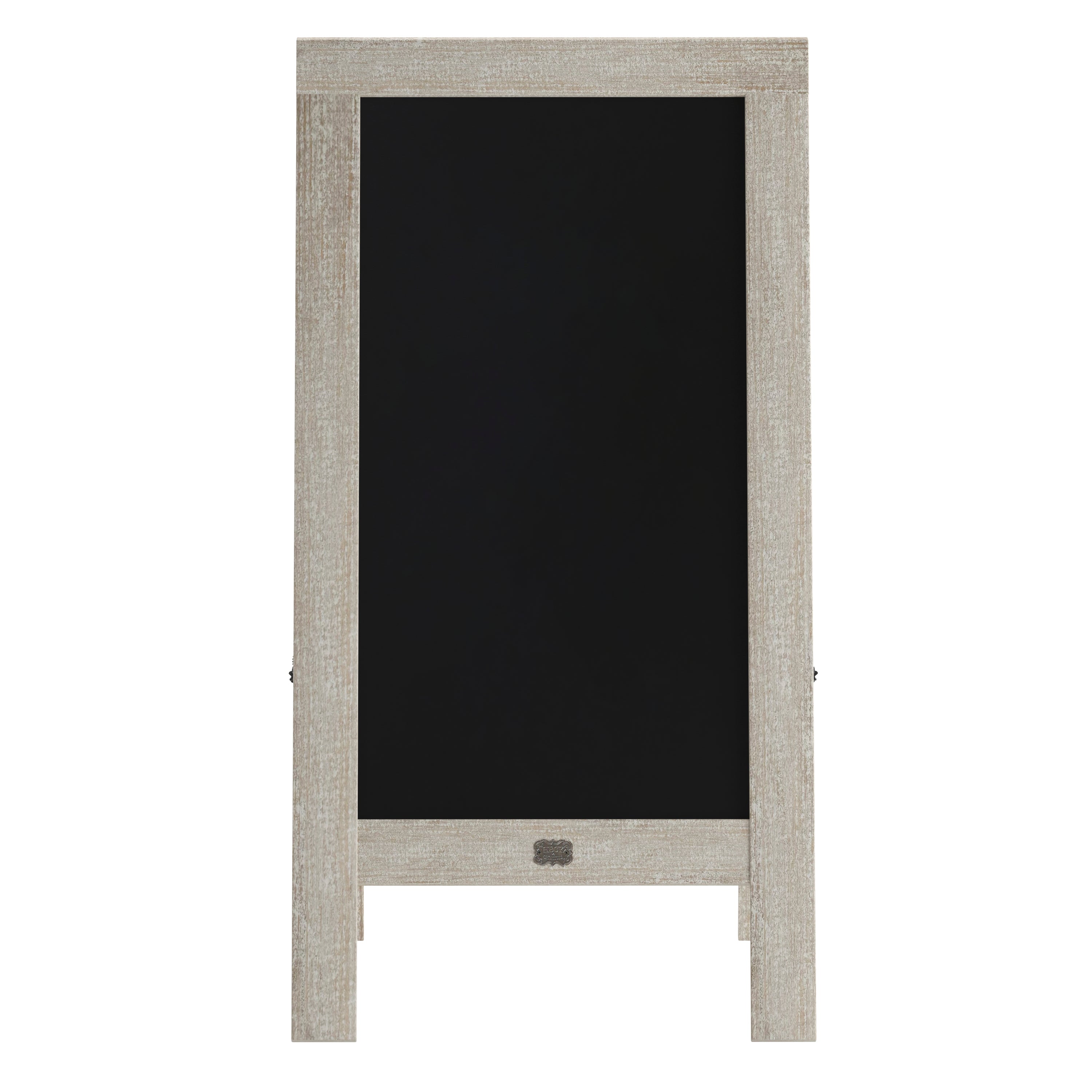 Canterbury 40" x 20" Weathered Wooden Indoor/Outdoor A-Frame Magnetic Chalkboard Sign Set with 8 Chalk Markers, 10 Stencils, and 2 Magnets, and Eraser