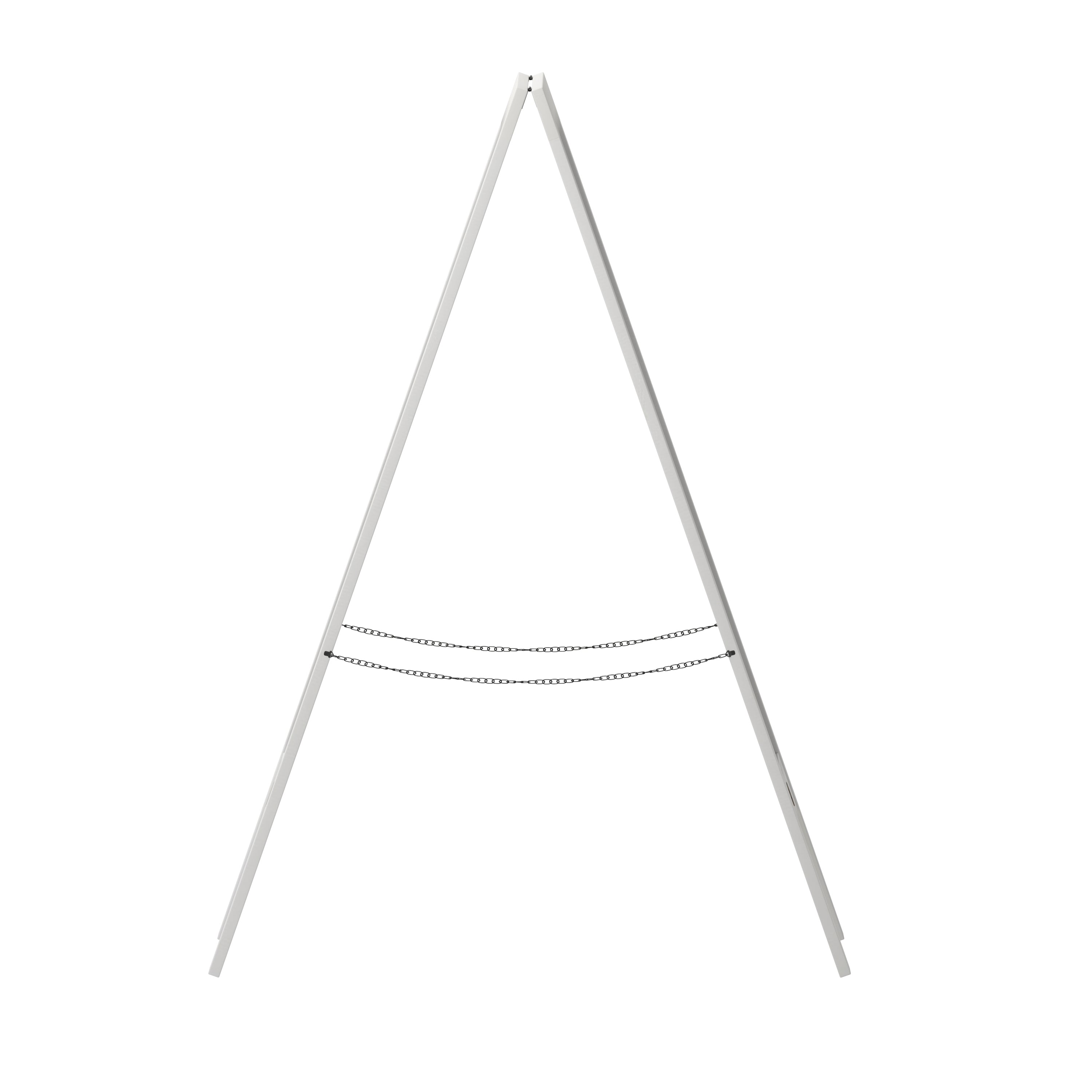 Canterbury 40" x 20" White Wooden Indoor/Outdoor A-Frame Magnetic Chalkboard Sign Set with 8 Chalk Markers, 10 Stencils, and 2 Magnets, and Eraser