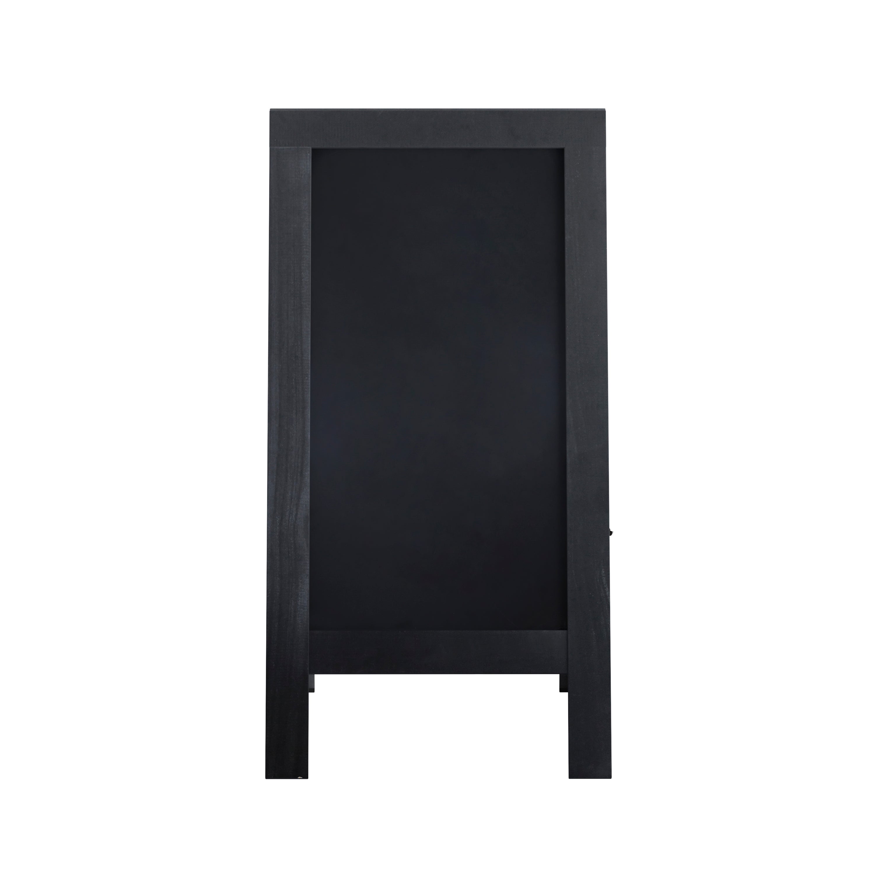 Canterbury 40" x 20" Black Wooden Indoor/Outdoor A-Frame Magnetic Chalkboard Sign Set with 8 Chalk Markers, 10 Stencils, and 2 Magnets, and Eraser
