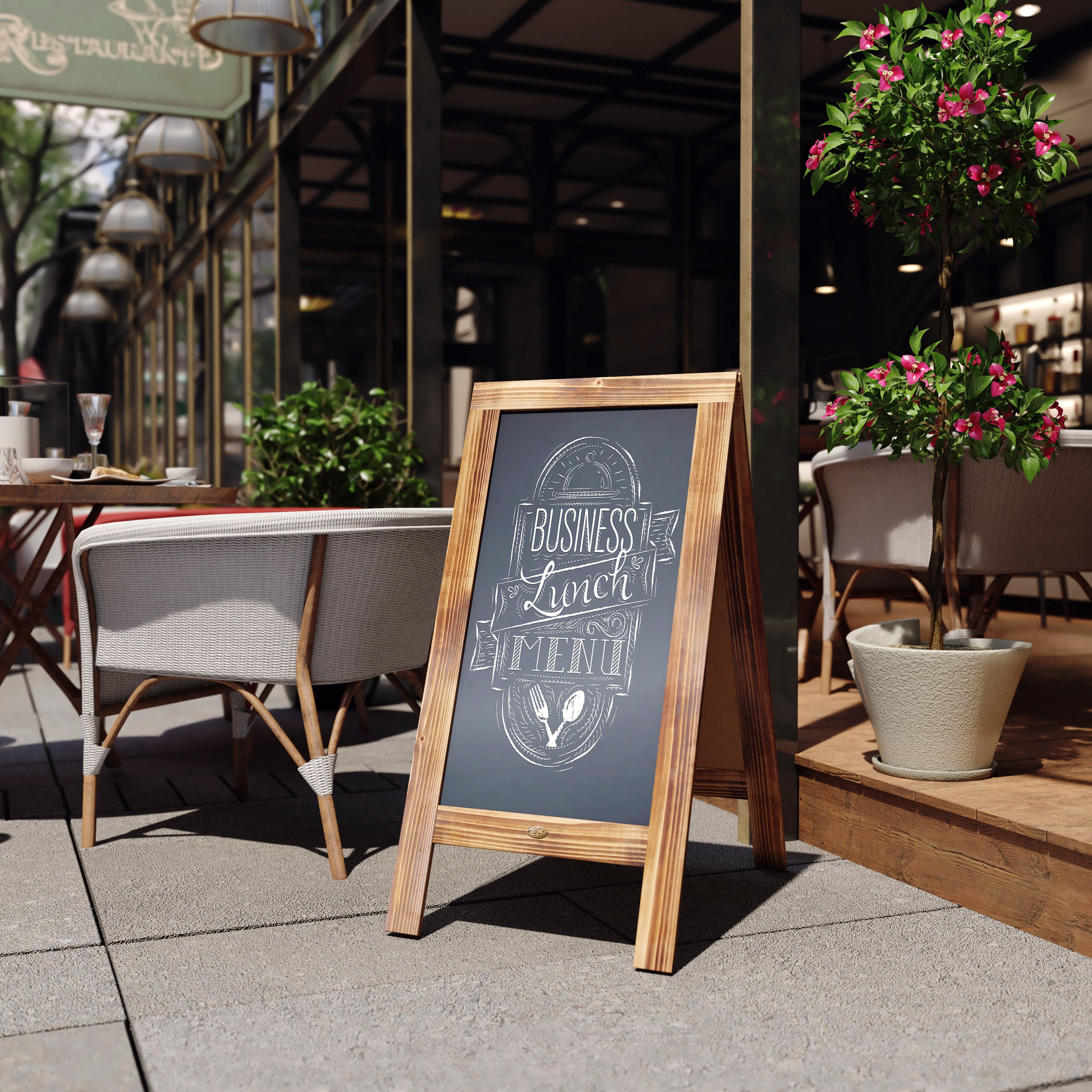 Canterbury 40" x 20" Vintage Wooden A-Frame Magnetic Indoor/Outdoor Chalkboard Sign, Freestanding Double Sided Extra Large Message Board, Rustic Brown