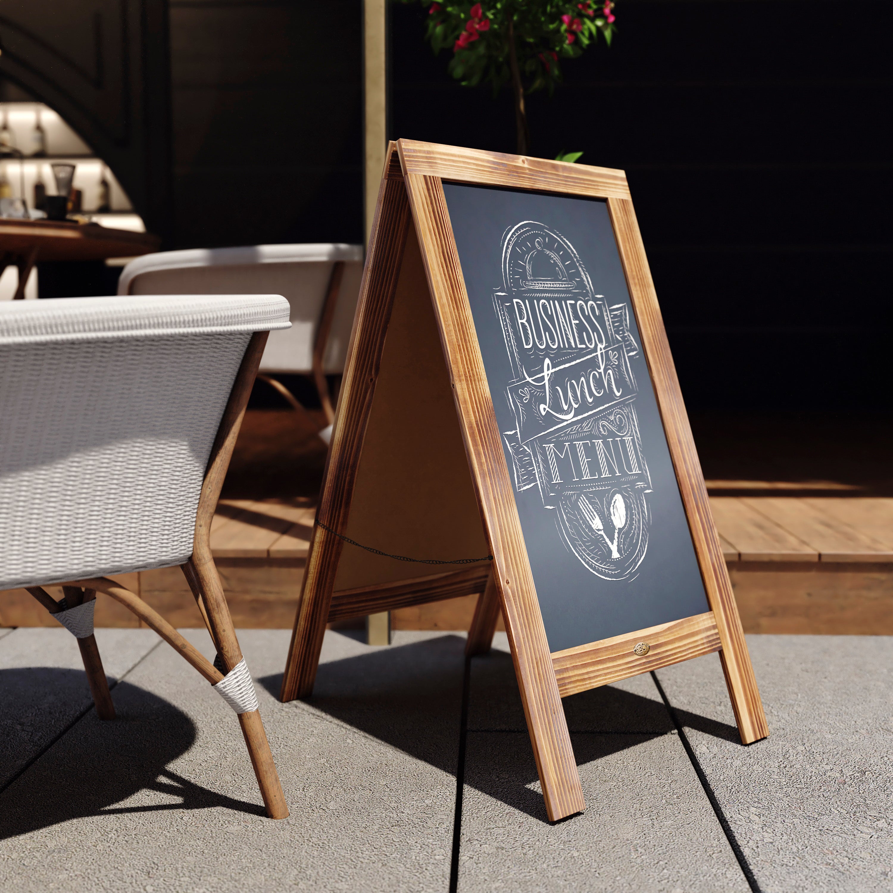 Canterbury 40" x 20" Vintage Wooden A-Frame Magnetic Indoor/Outdoor Chalkboard Sign, Freestanding Double Sided Extra Large Message Board, Rustic Brown