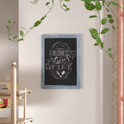 Canterbury 18" x 24" Rustic Blue Wall Mount Magnetic Chalkboard Sign with Eraser, Hanging Wall Chalkboard Memo Board for Home, School, or Business
