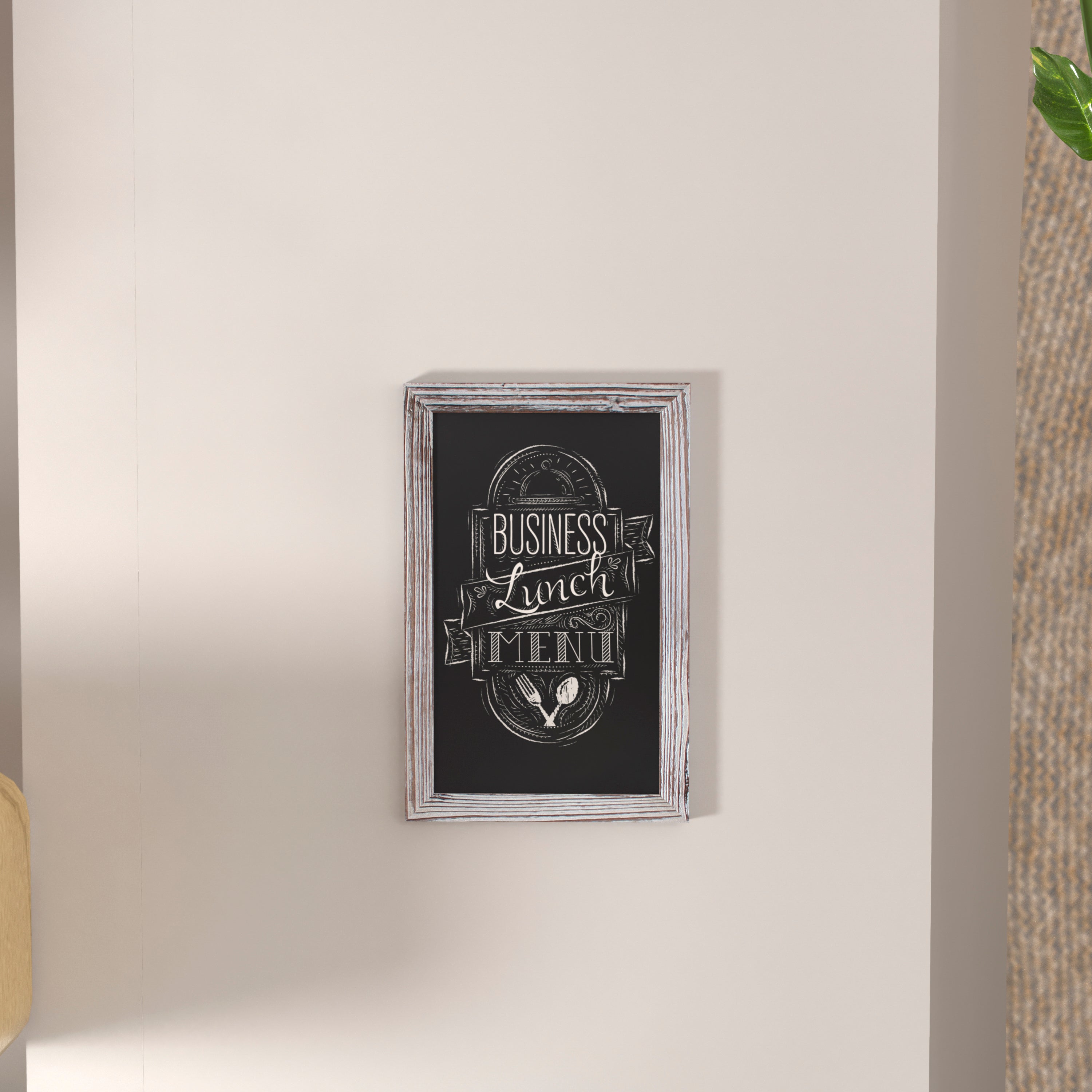 Canterbury 11" x 17" Whitewashed Wall Mount Magnetic Chalkboard Sign with Eraser, Hanging Wall Chalkboard Memo Board for Home, School, or Business
