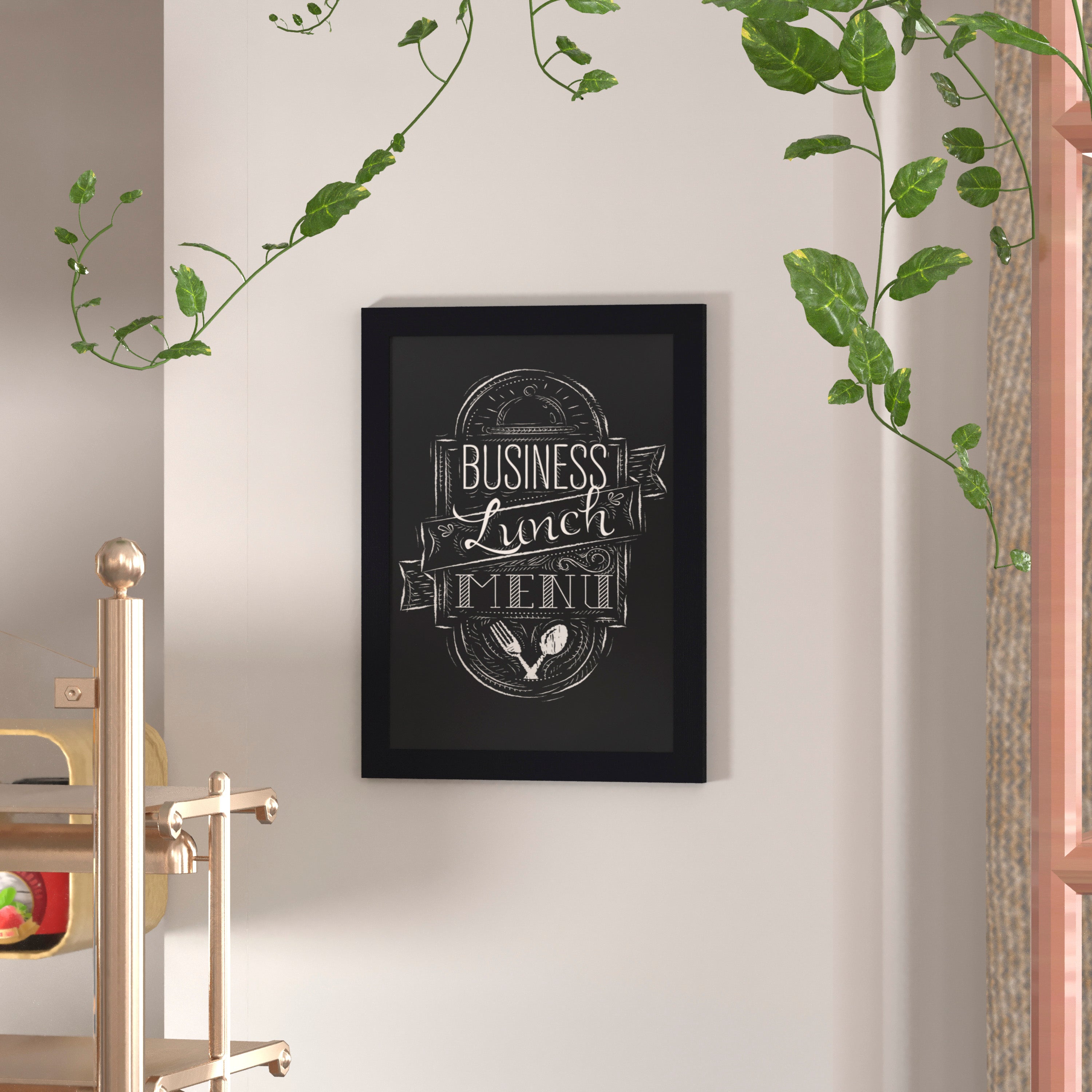 Canterbury 18" x 24" Black Wall Mount Magnetic Chalkboard Sign with Eraser, Hanging Wall Chalkboard Memo Board for Home, School, or Business