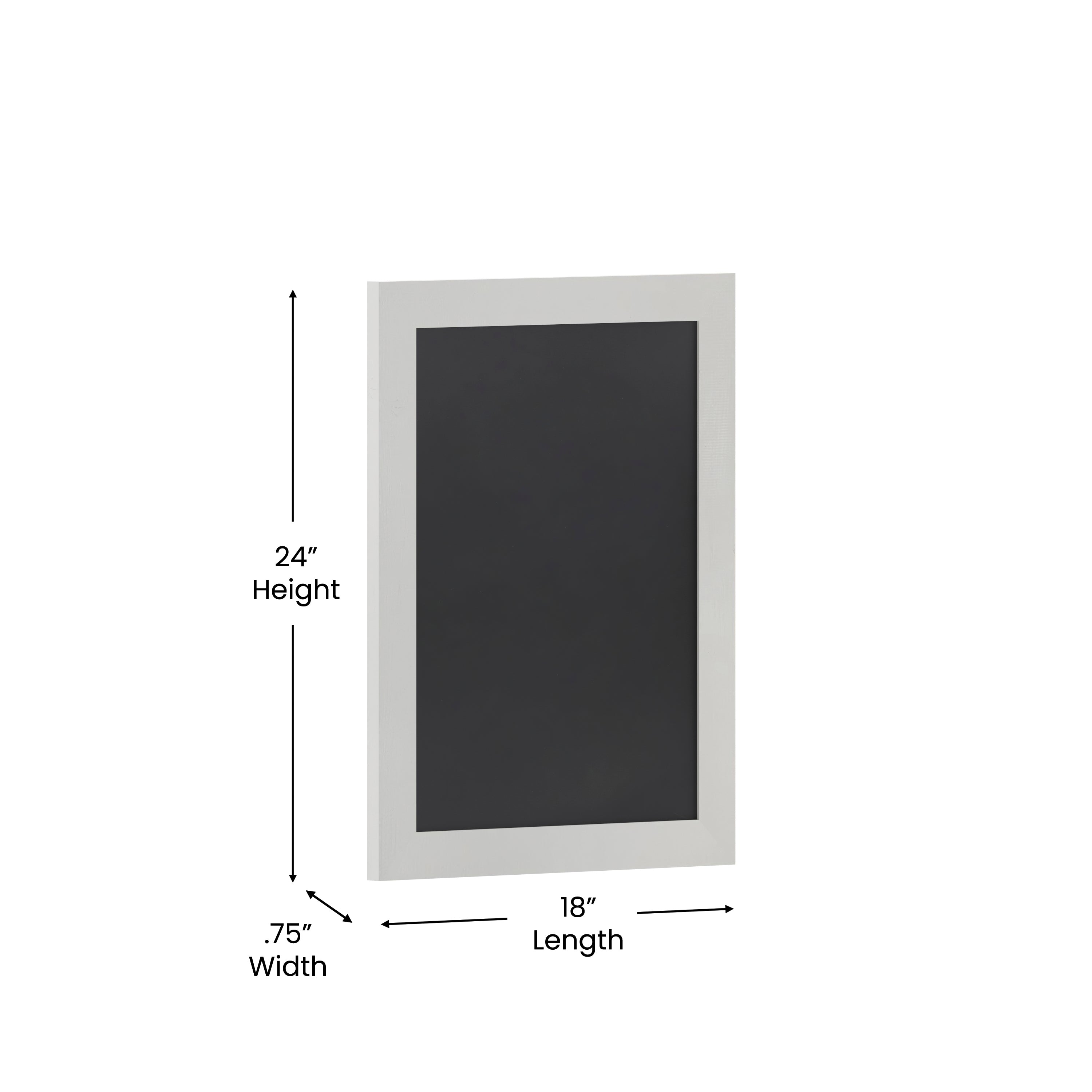 Canterbury 18" x 24" White Wall Mount Magnetic Chalkboard Sign with Eraser, Hanging Wall Chalkboard Memo Board for Home, School, or Business