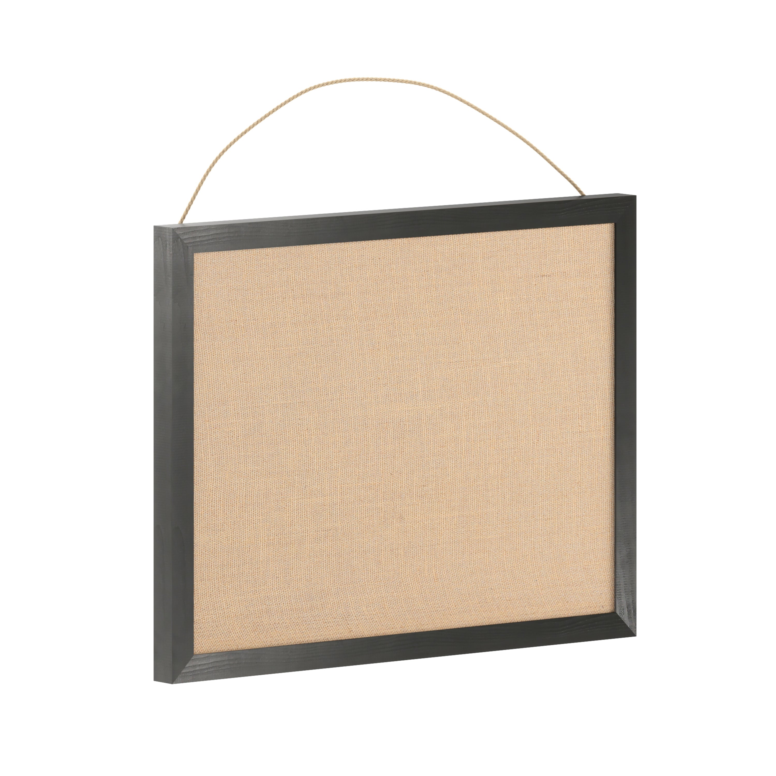 Juno Rustic Wall Mount Linen Board with Wood Push Pins, for Home, School or Business, 18x24, Black