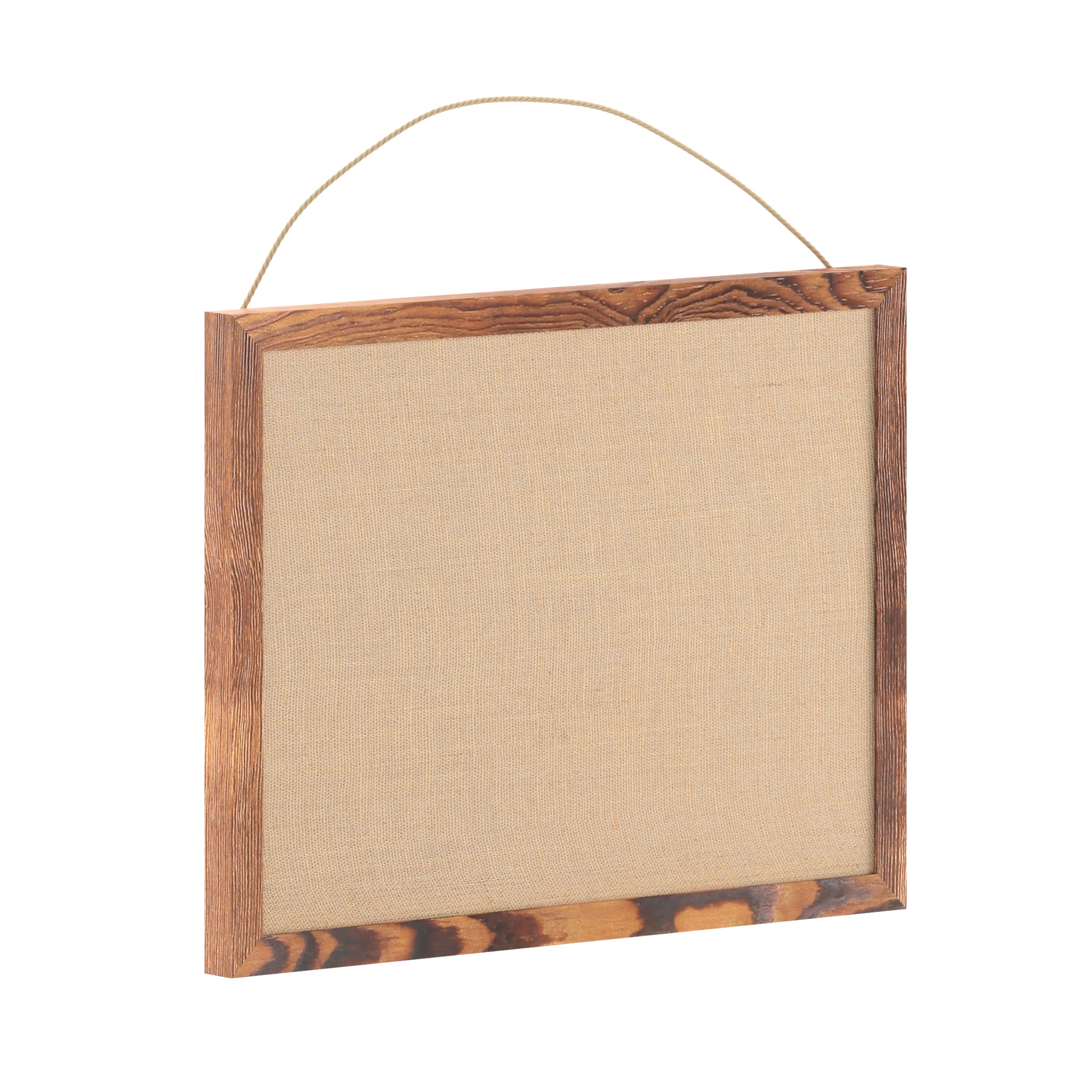 Juno Rustic Wall Mount Linen Board with Wood Push Pins, for Home, School or Business, 18x24, Torched Brown