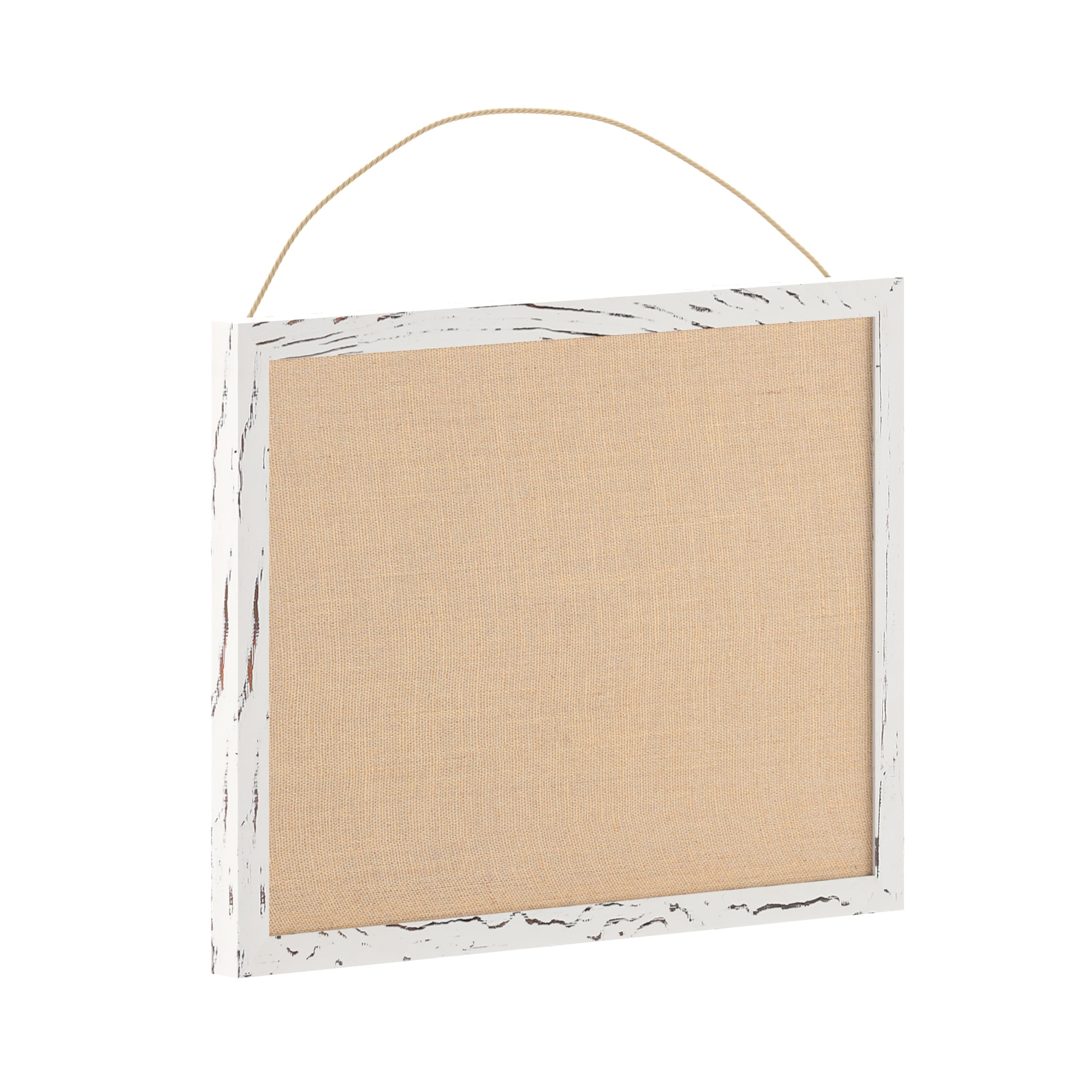 Juno Rustic Wall Mount Linen Board with Wood Push Pins, for Home, School or Business, 18x24, Whitewashed