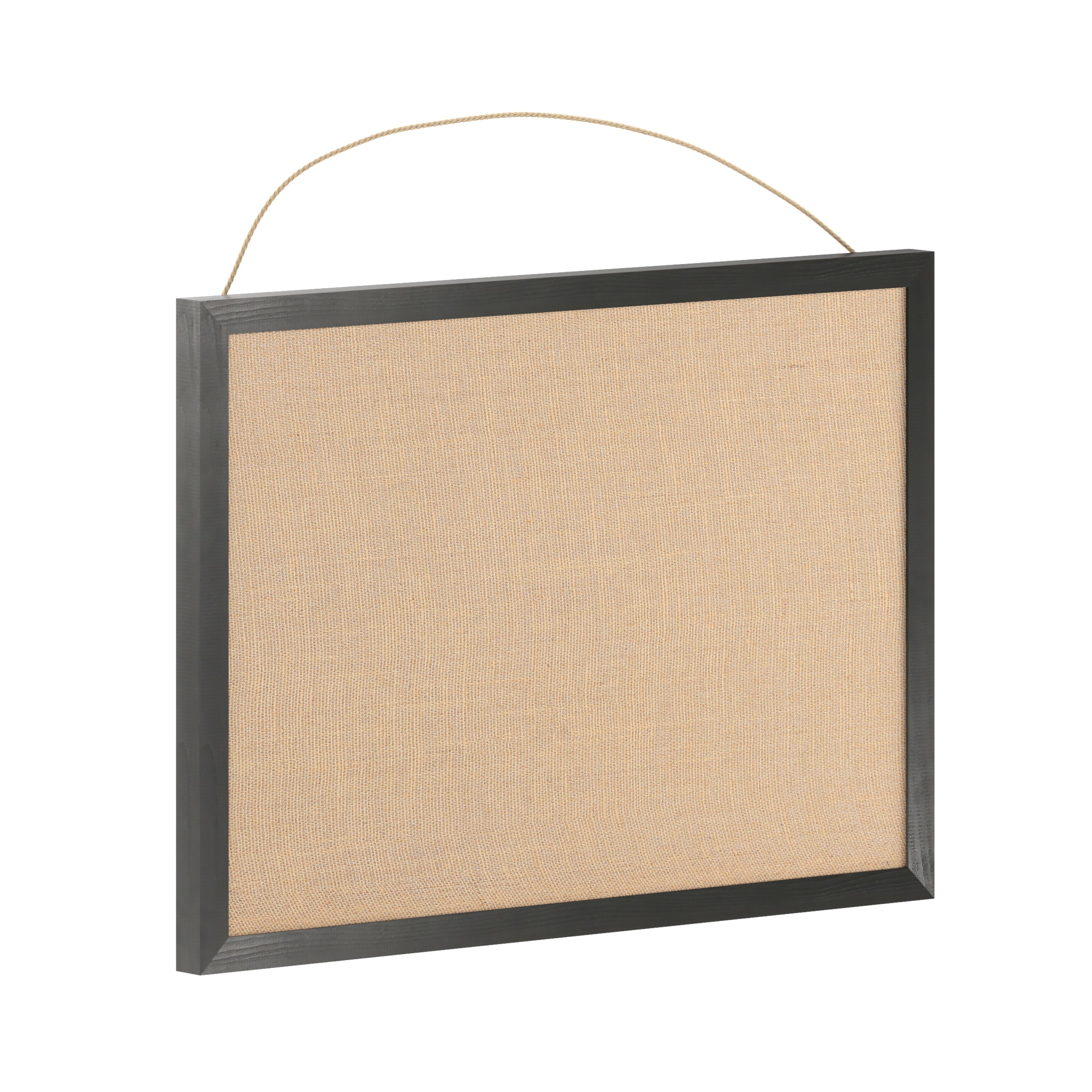 Juno Rustic Wall Mount Linen Board with Wood Push Pins, for Home, School or Business, 20x30, Black