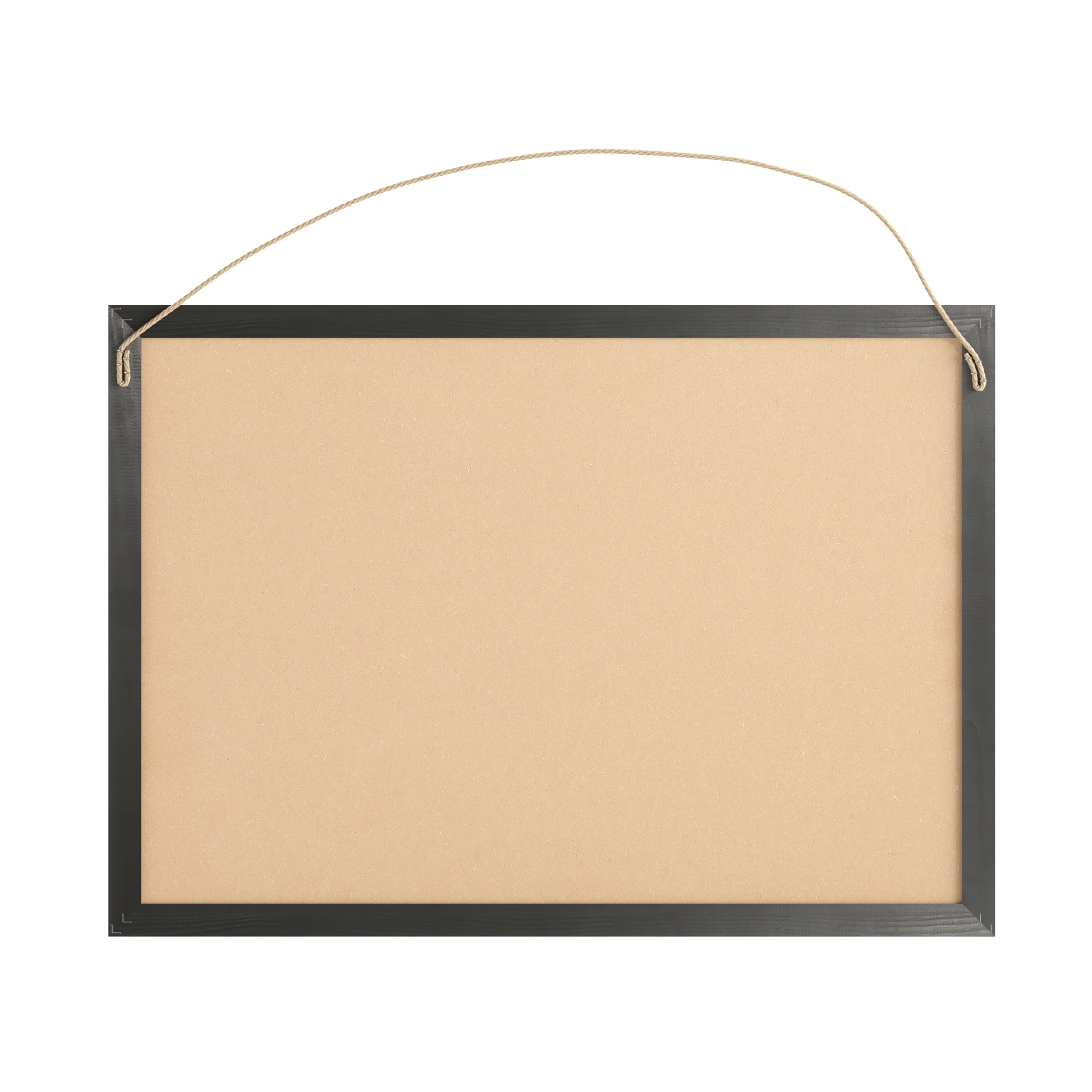 Juno Rustic Wall Mount Linen Board with Wood Push Pins, for Home, School or Business, 20x30, Black