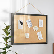Juno Rustic Wall Mount Linen Board with Wood Push Pins, for Home, School or Business, 20x30, Black