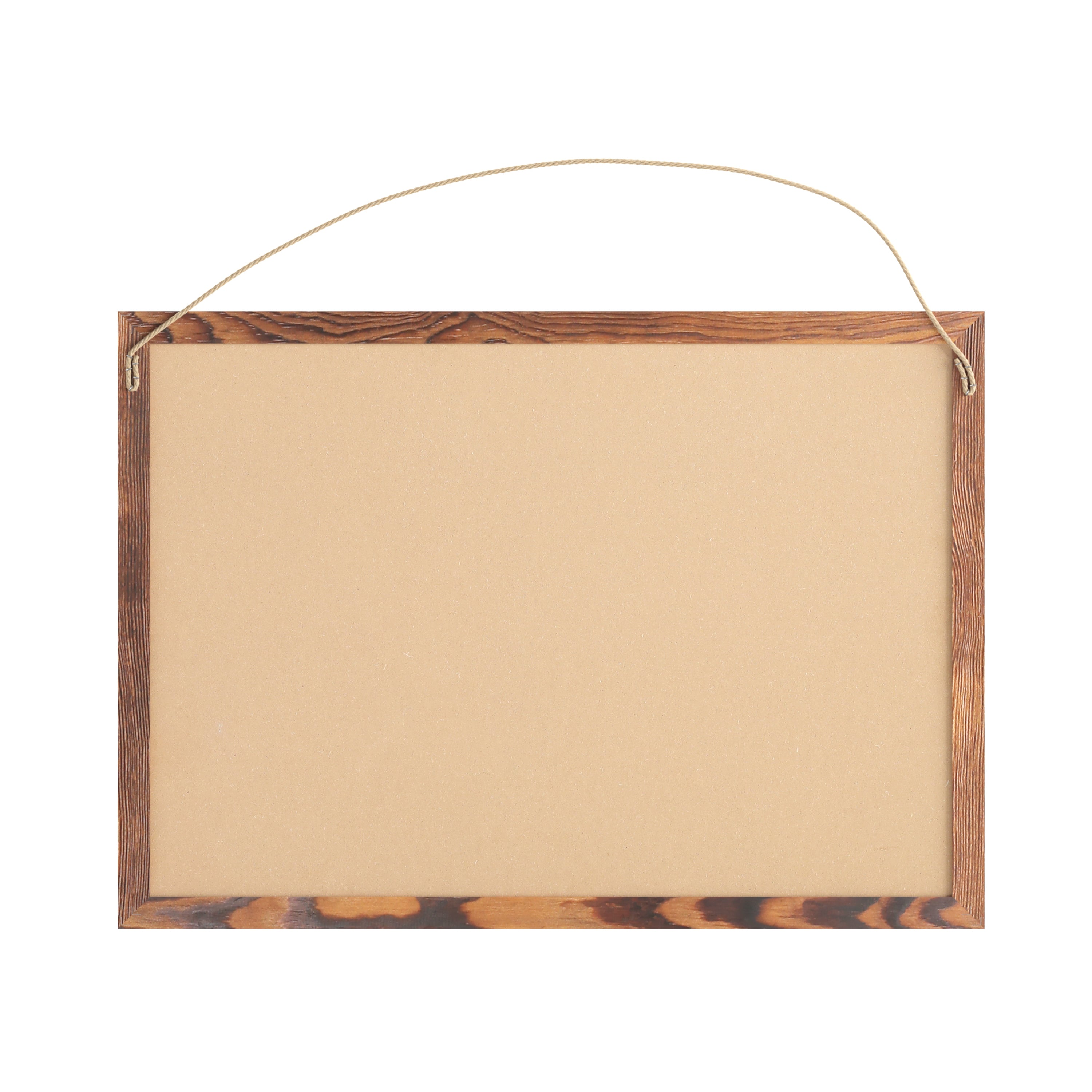 Juno Rustic Wall Mount Linen Board with Wood Push Pins, for Home, School or Business, 20x30, Torched Brown