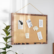 Juno Rustic Wall Mount Linen Board with Wood Push Pins, for Home, School or Business, 20x30, Torched Brown