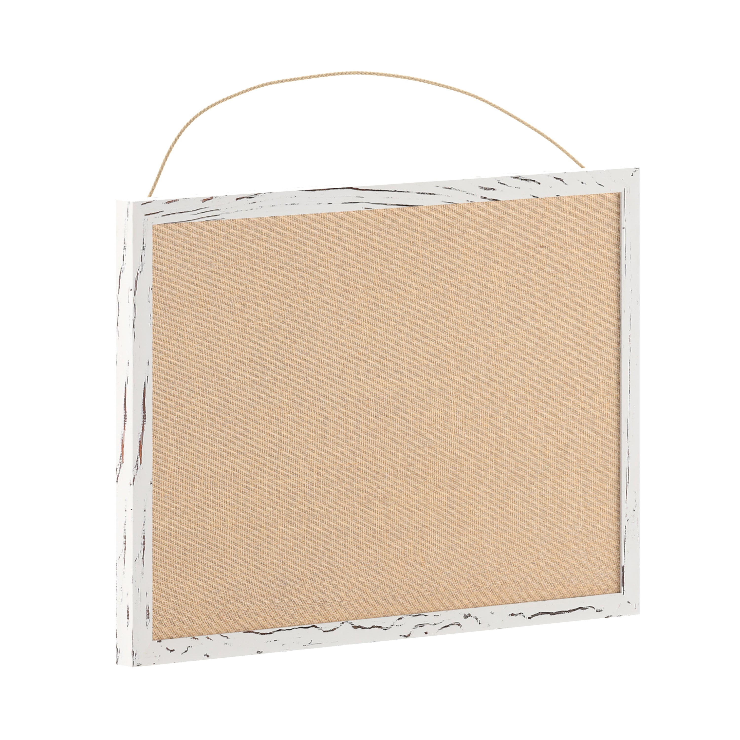 Juno Rustic Wall Mount Linen Board with Wood Push Pins, for Home, School or Business, 20x30, Whitewashed