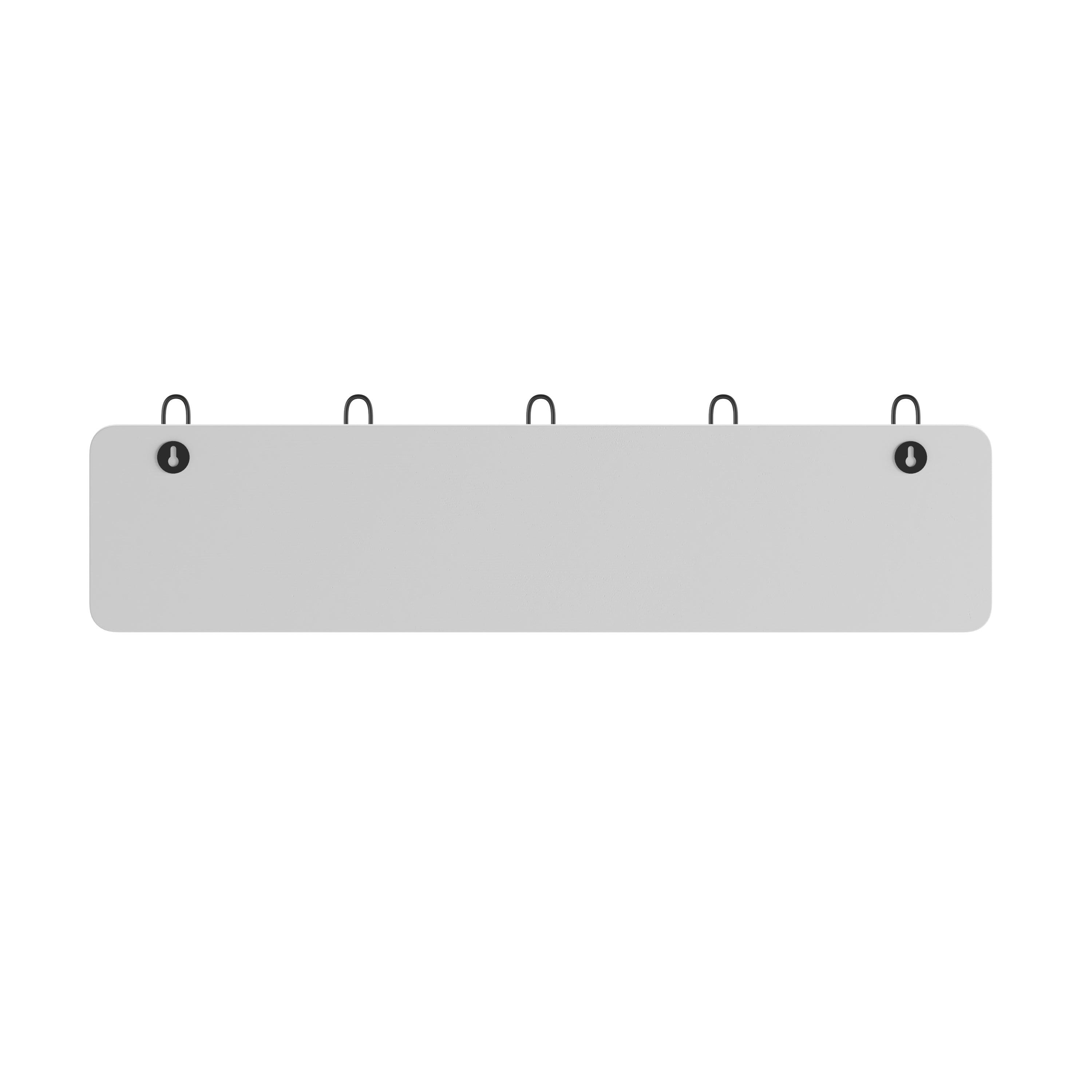 Daly Wall Mounted 24 Inch Solid White Solid Pine Wood Storage Rack with 5 Hooks For Entryway, Kitchen, Bathroom
