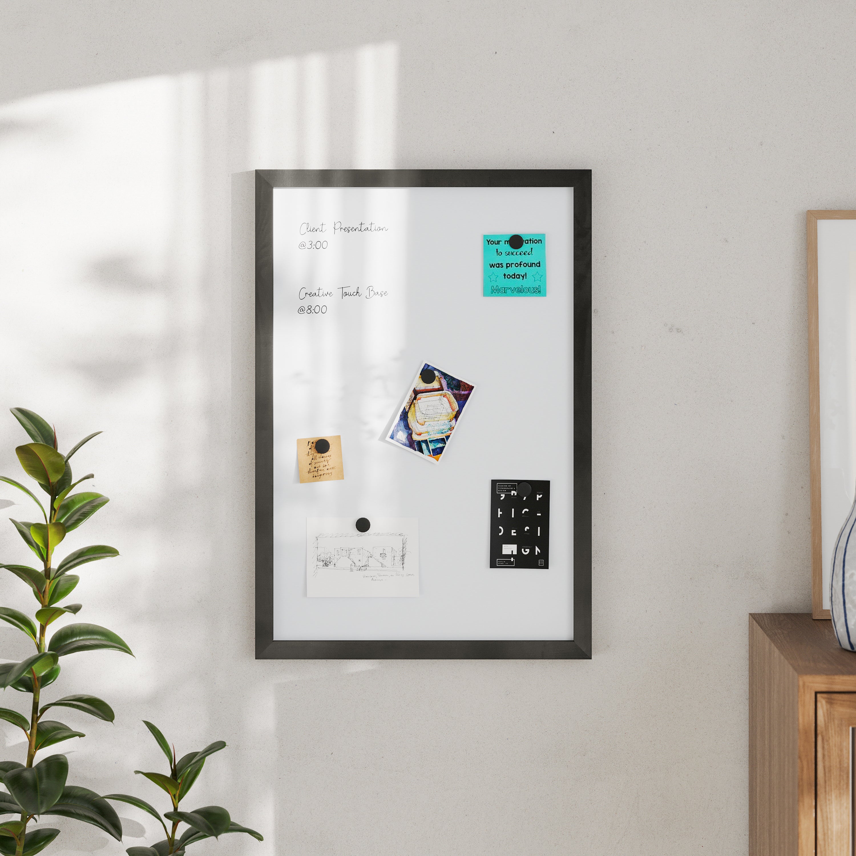 Bristol 20x30 Wall Mount White Board with Included Dry Erase Marker, 4 Magnets, and Eraser for Home, School or Business in Black