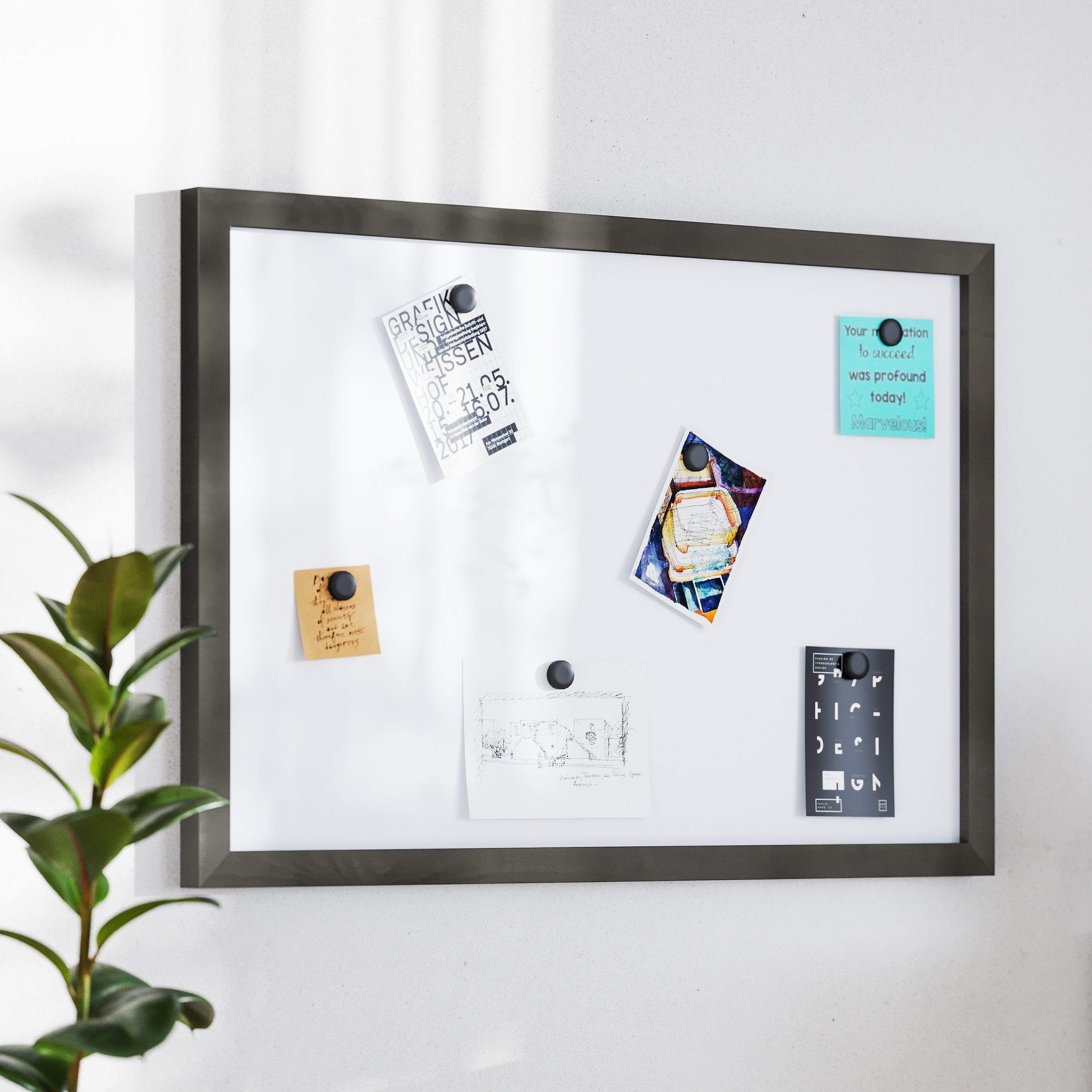 Bristol 20x30 Wall Mount White Board with Included Dry Erase Marker, 4 Magnets, and Eraser for Home, School or Business in Black