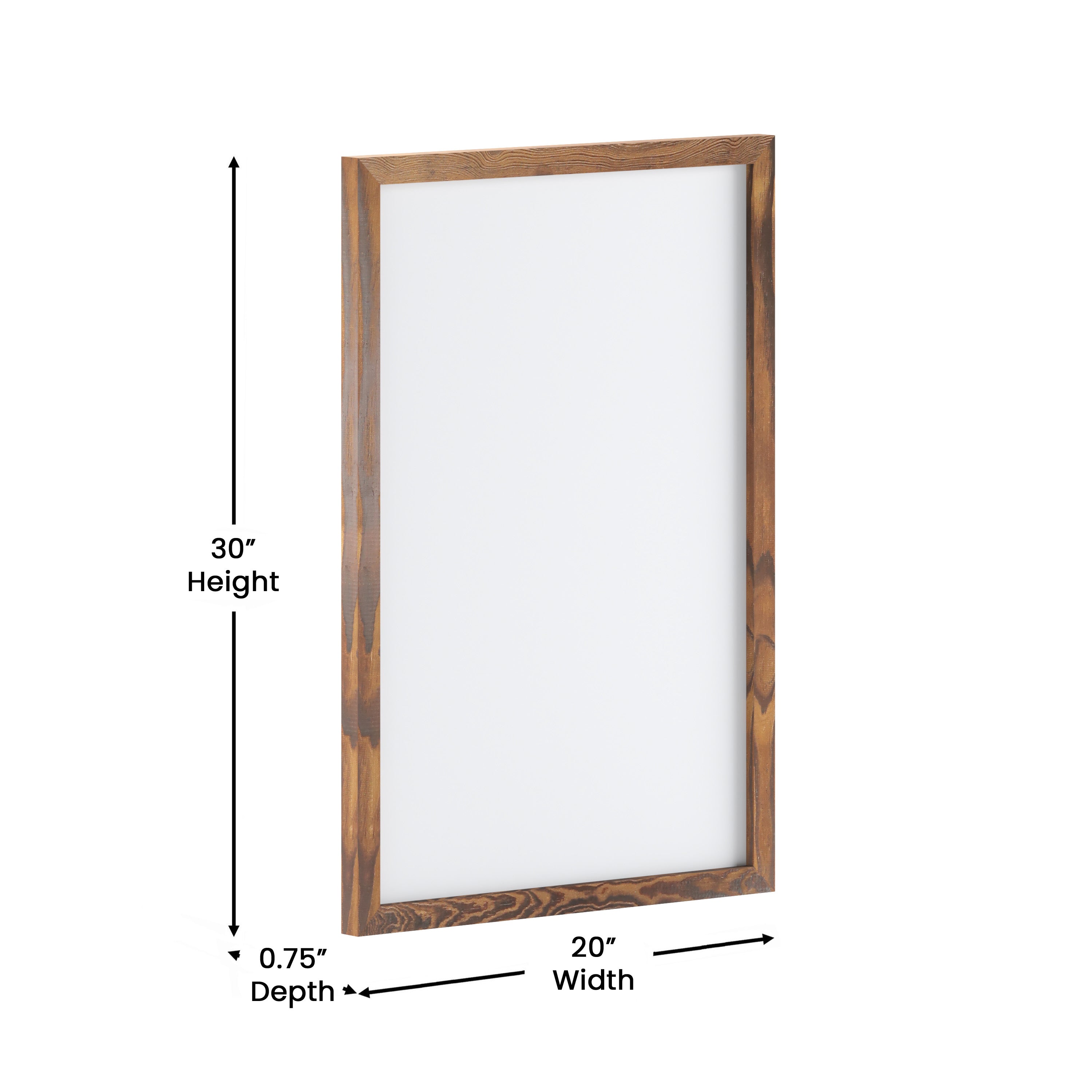 Bristol 20x30 Wall Mount White Board with Included Dry Erase Marker, 4 Magnets, and Eraser for Home, School or Business in Torched Brown