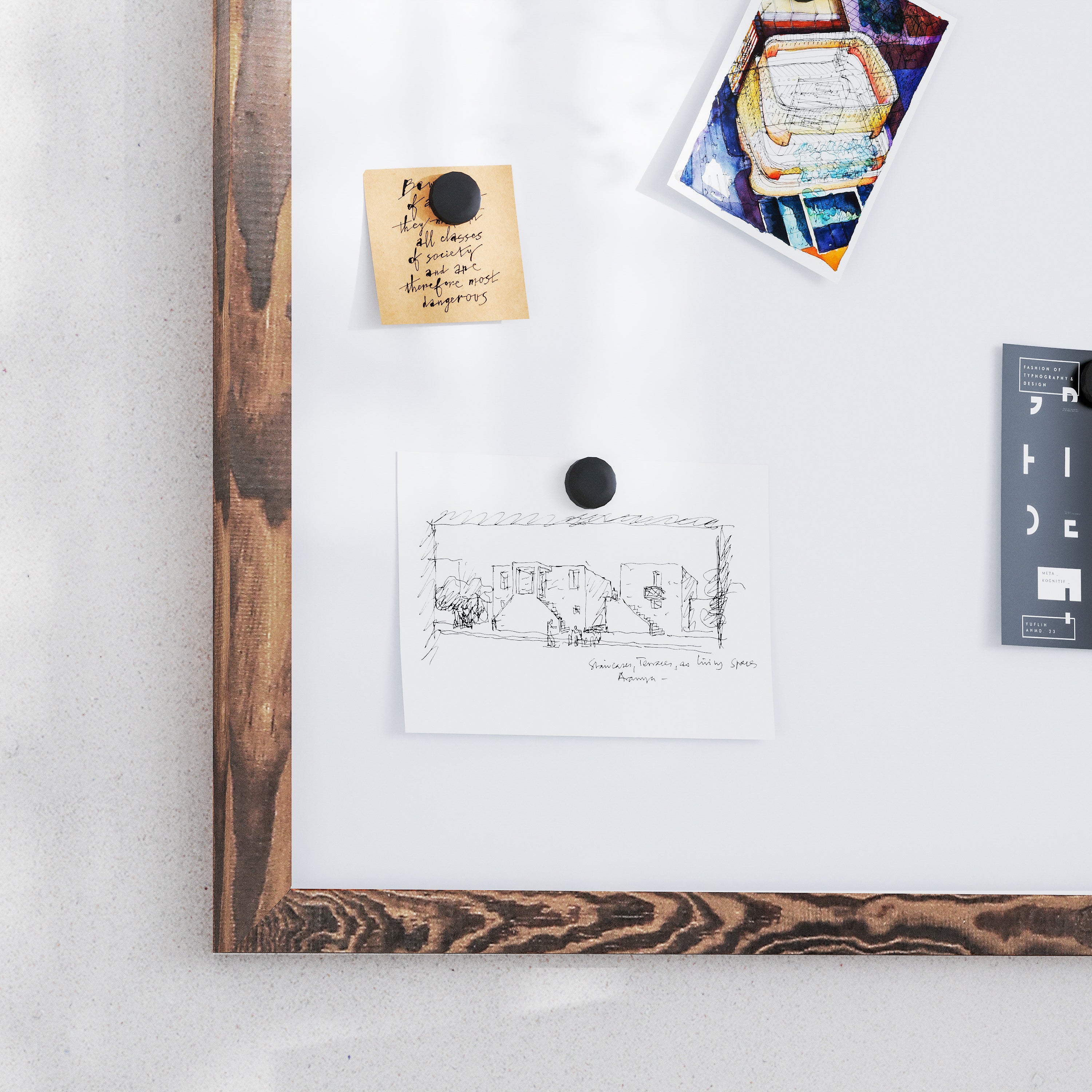 Bristol 20x30 Wall Mount White Board with Included Dry Erase Marker, 4 Magnets, and Eraser for Home, School or Business in Torched Brown