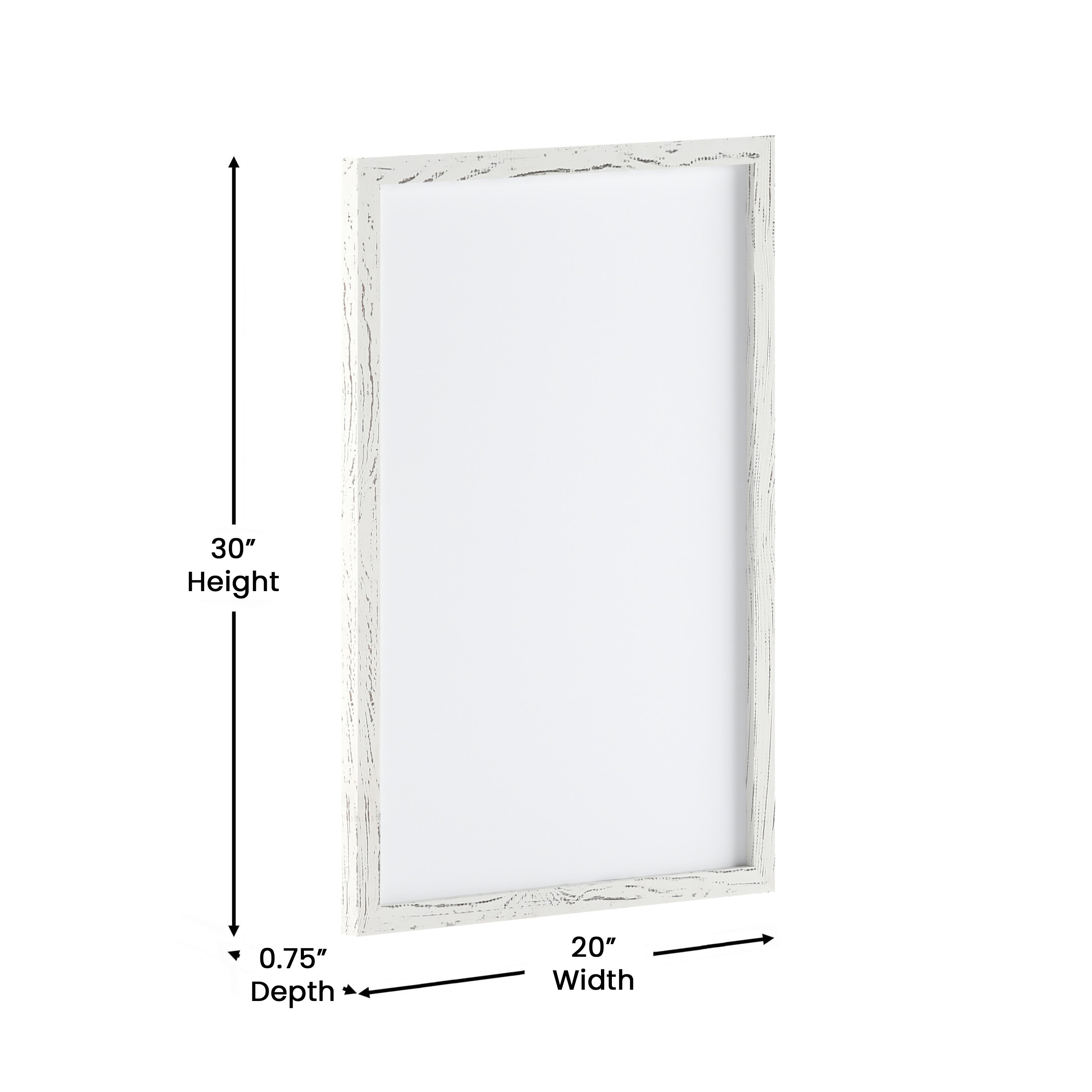 Bristol 20x30 Wall Mount White Board with Included Dry Erase Marker, 4 Magnets, and Eraser for Home, School or Business in Whitewashed