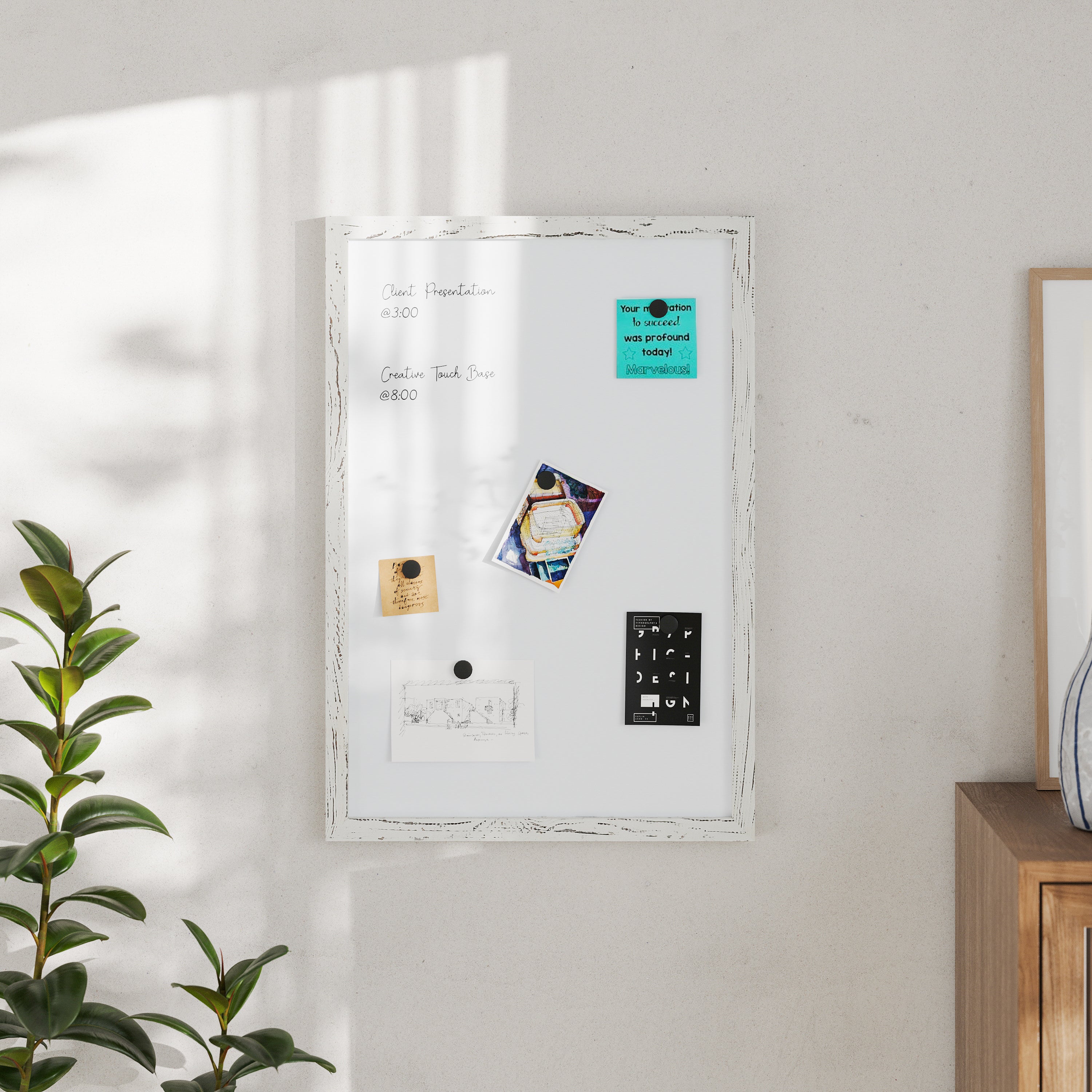 Bristol 20x30 Wall Mount White Board with Included Dry Erase Marker, 4 Magnets, and Eraser for Home, School or Business in Whitewashed