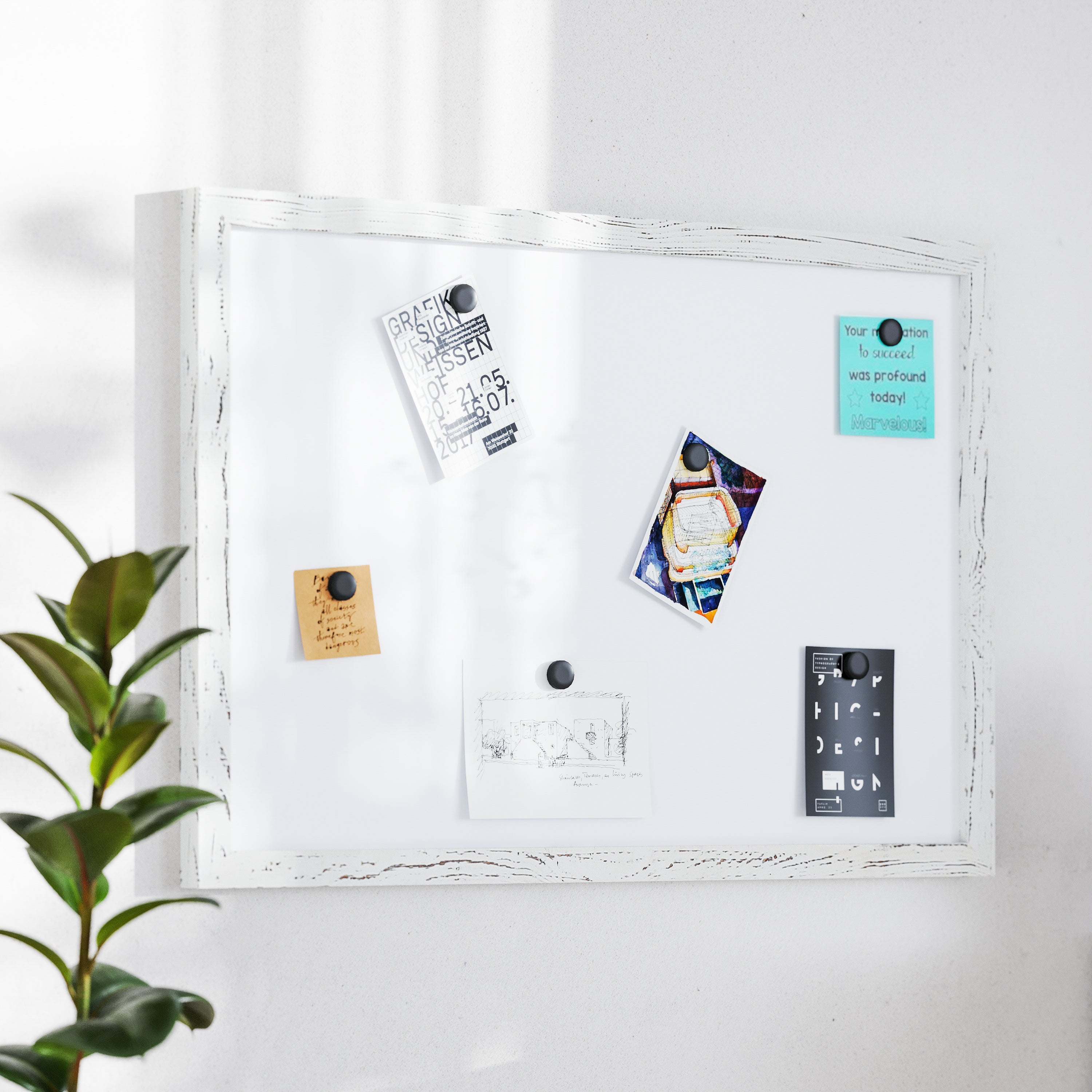 Bristol 20x30 Wall Mount White Board with Included Dry Erase Marker, 4 Magnets, and Eraser for Home, School or Business in Whitewashed
