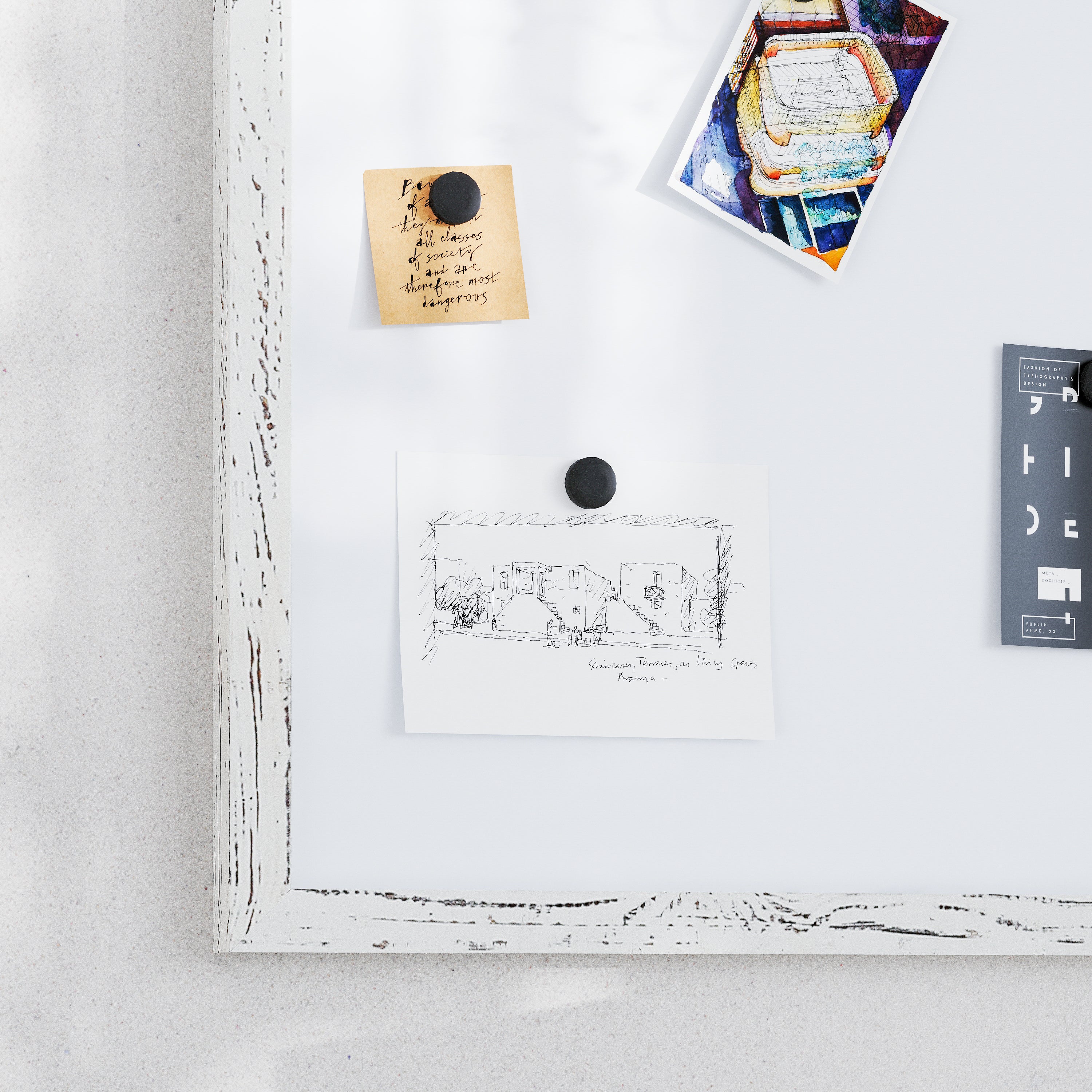 Bristol 20x30 Wall Mount White Board with Included Dry Erase Marker, 4 Magnets, and Eraser for Home, School or Business in Whitewashed