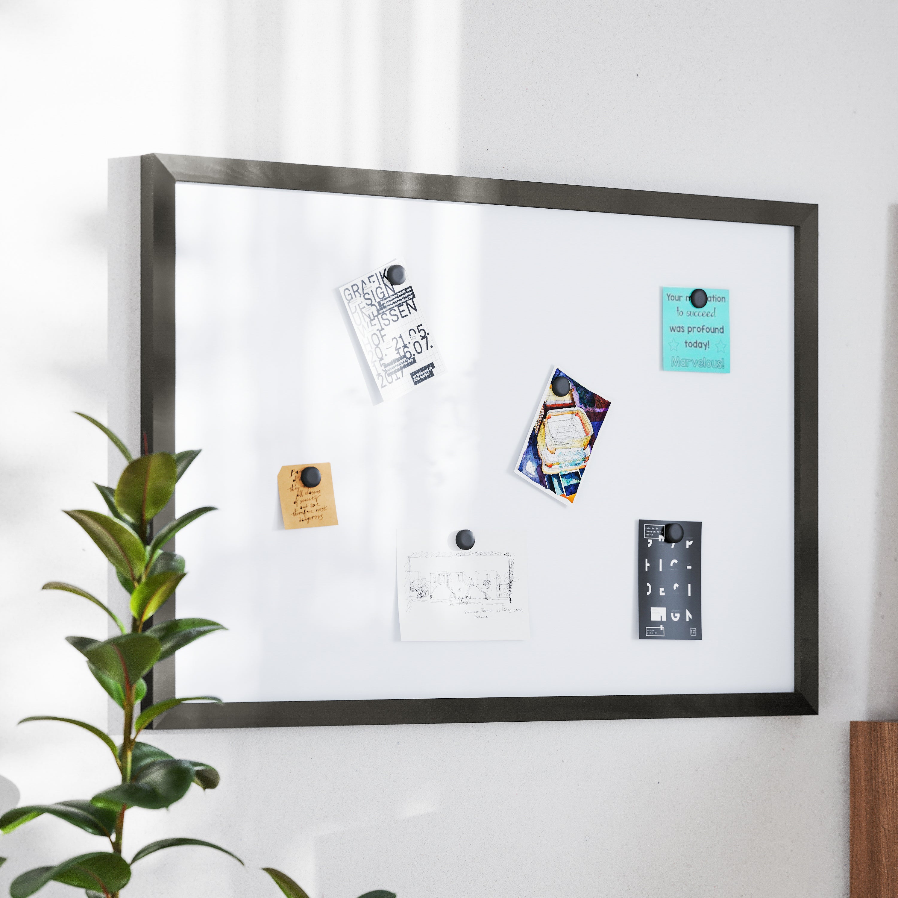 Bristol 24x36 Wall Mount White Board with Included Dry Erase Marker, 4 Magnets, and Eraser for Home, School or Business in Black
