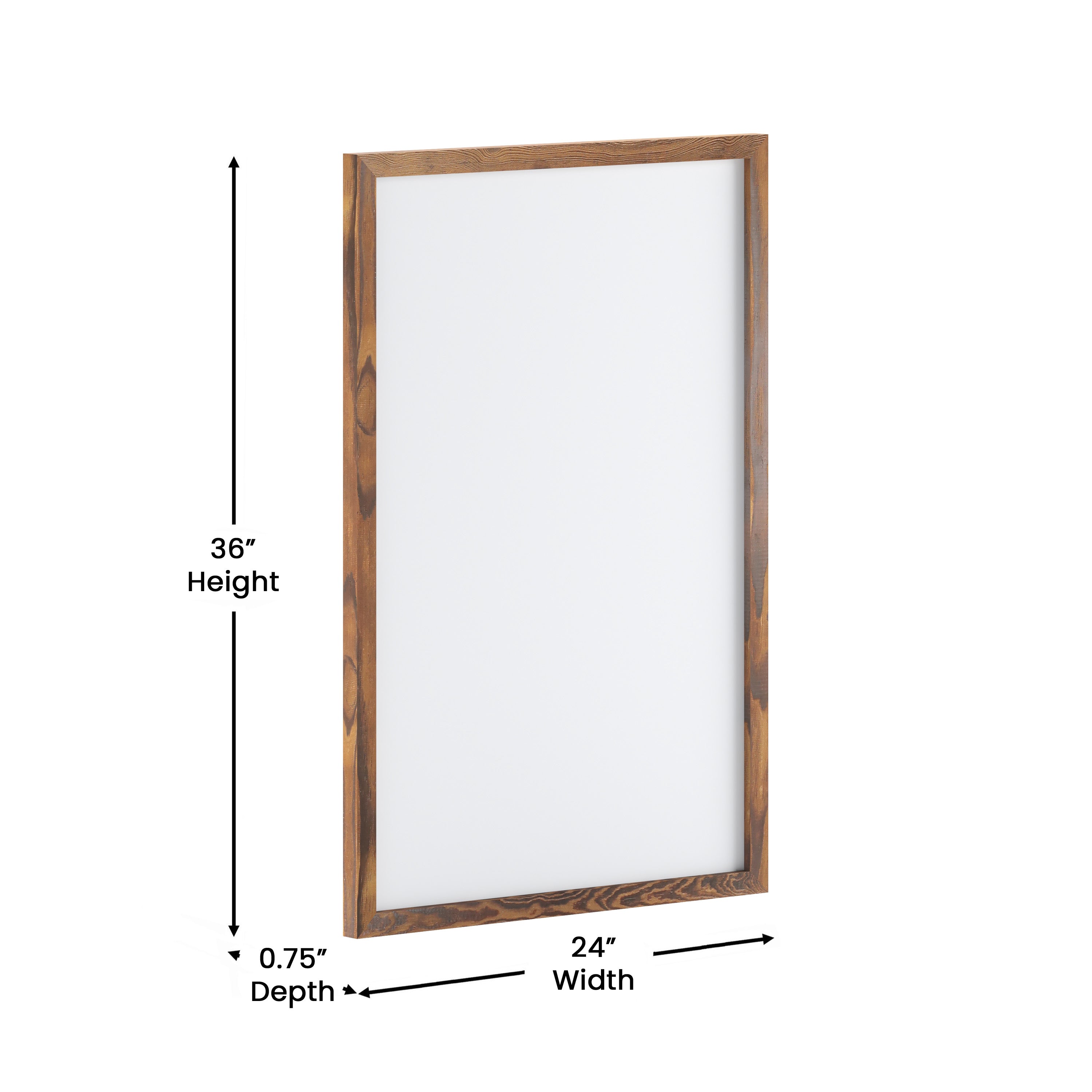 Bristol 24x36 Wall Mount White Board with Included Dry Erase Marker, 4 Magnets, and Eraser for Home, School or Business in Torched Brown