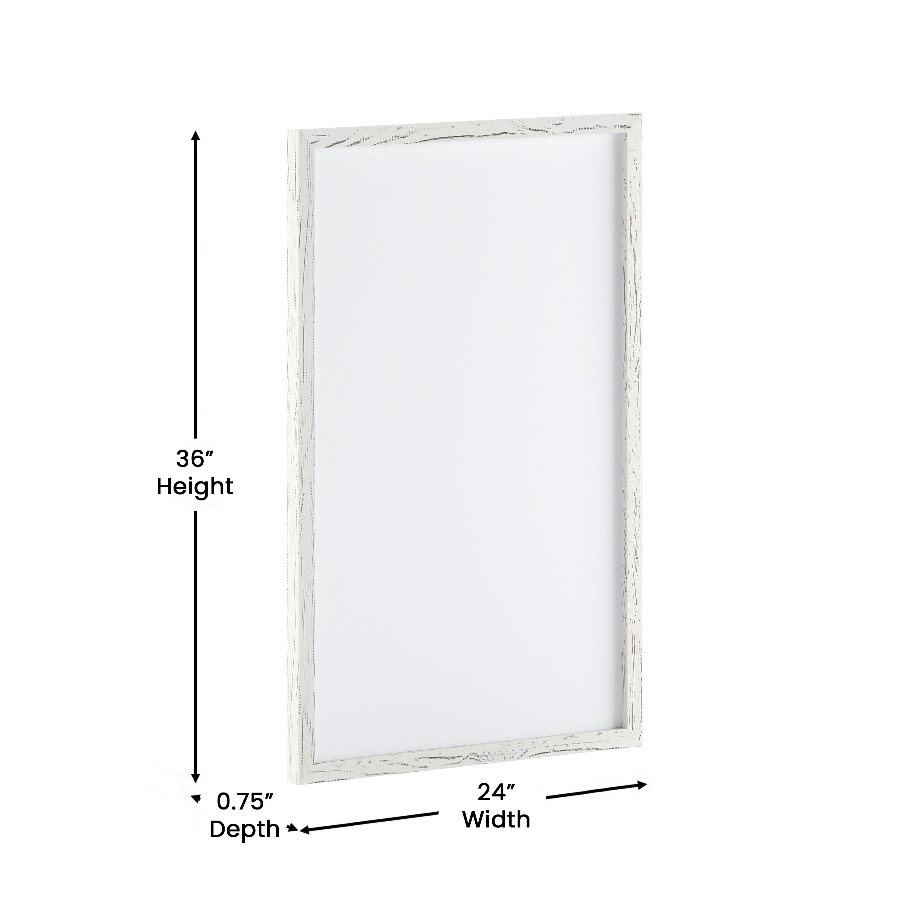Bristol 24x36 Wall Mount White Board with Included Dry Erase Marker, 4 Magnets, and Eraser for Home, School or Business in Whitewashed