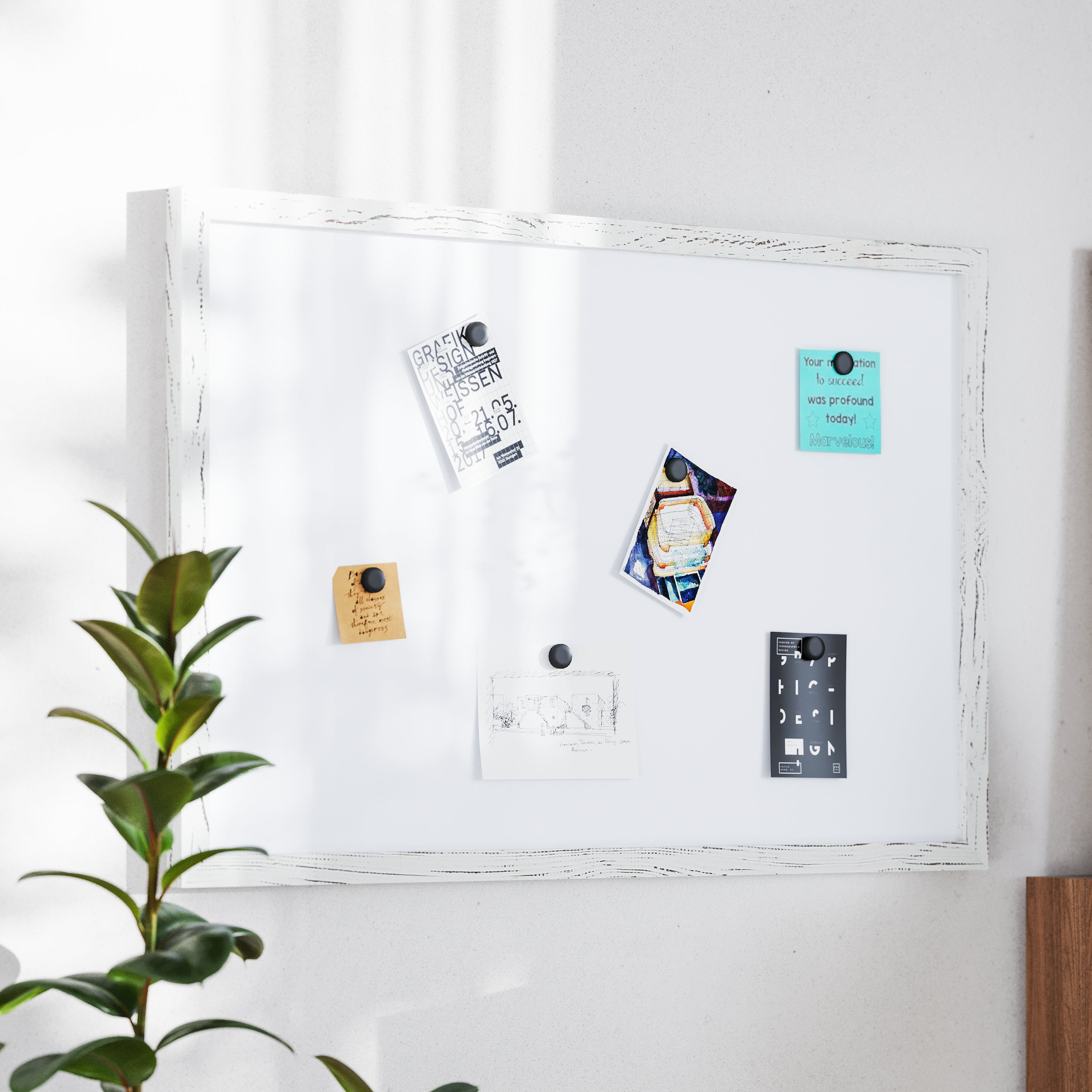 Bristol 24x36 Wall Mount White Board with Included Dry Erase Marker, 4 Magnets, and Eraser for Home, School or Business in Whitewashed