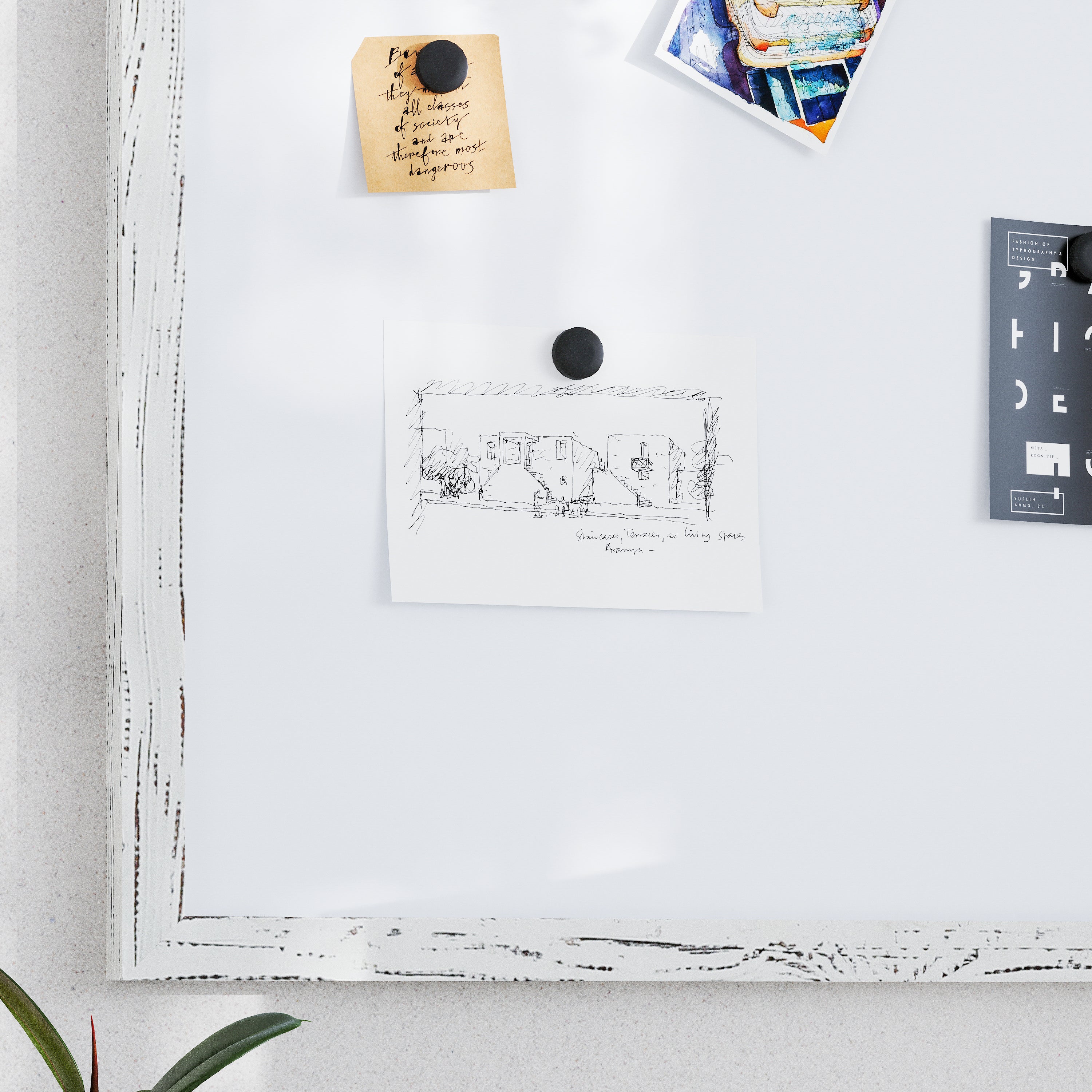Bristol 24x36 Wall Mount White Board with Included Dry Erase Marker, 4 Magnets, and Eraser for Home, School or Business in Whitewashed