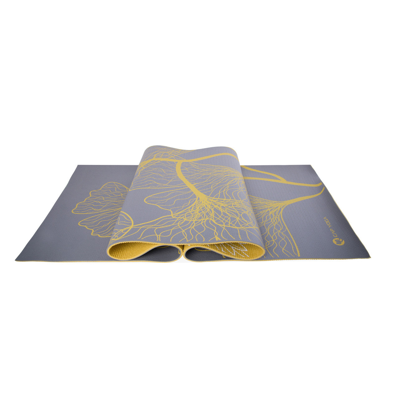 Yoga Mat Reversible 5mm with carry strap-DAHLIA/GINKGO