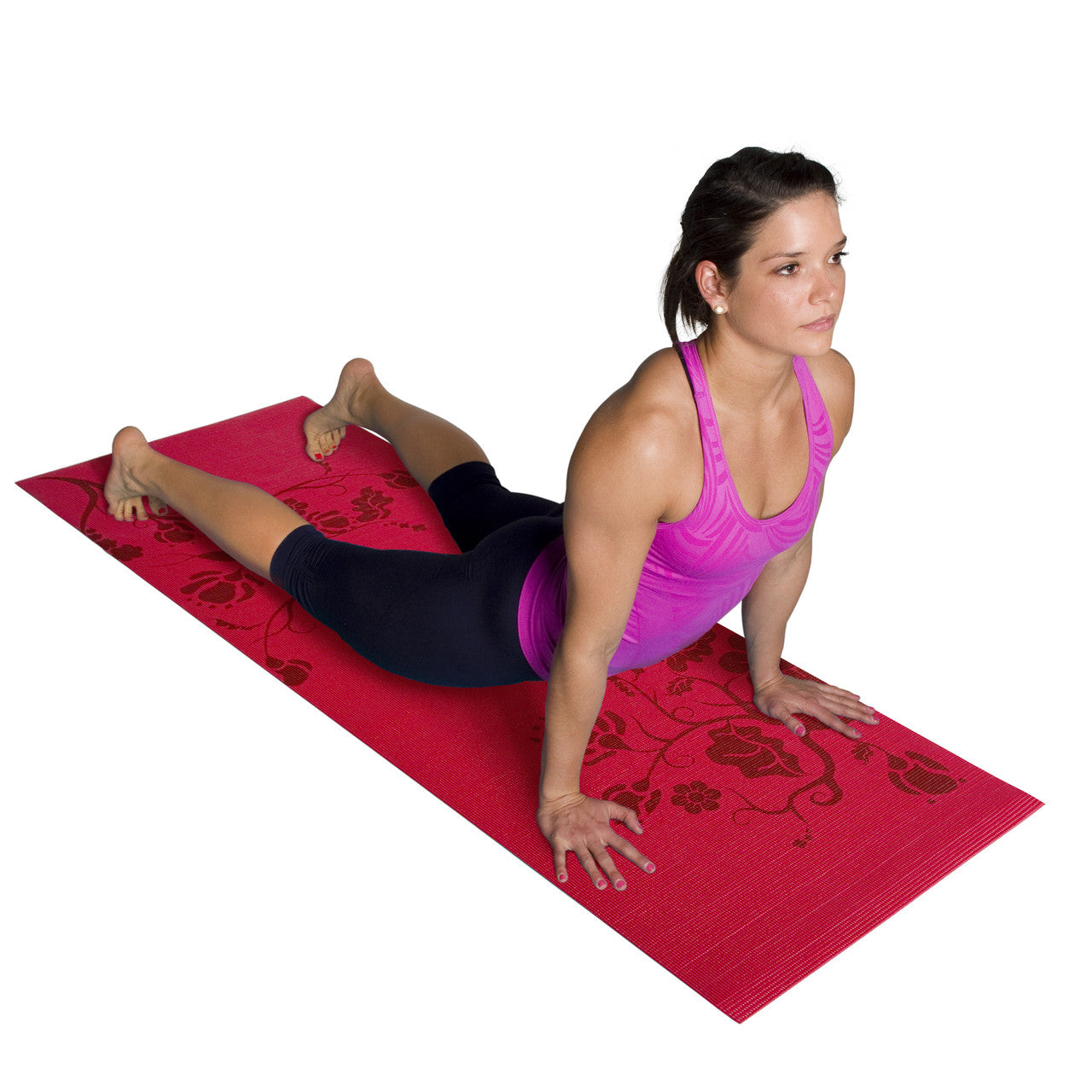 Yoga Mat with pattern-Red flowers