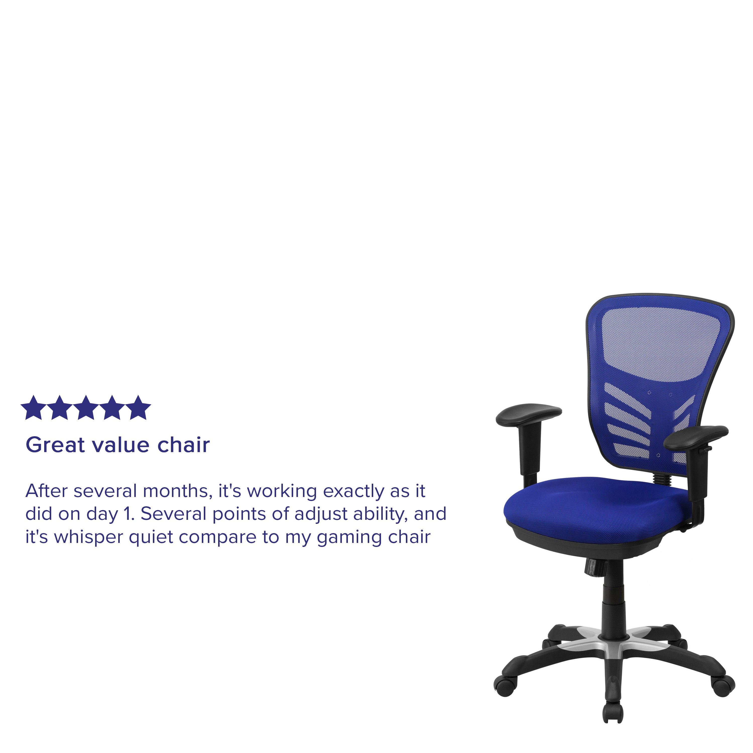 Nicholas Mid-Back Blue Mesh Multifunction Executive Swivel Ergonomic Office Chair with Adjustable Arms